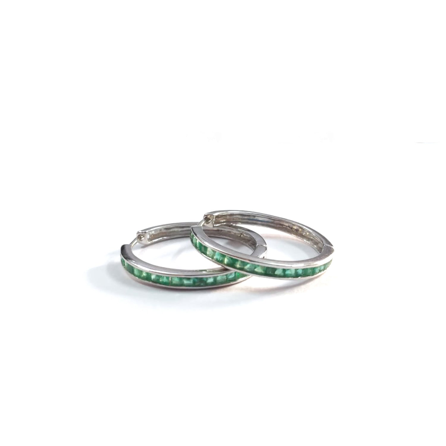 Emerald Elle Baguette Hoops-Earrings-Jaipur Atelier