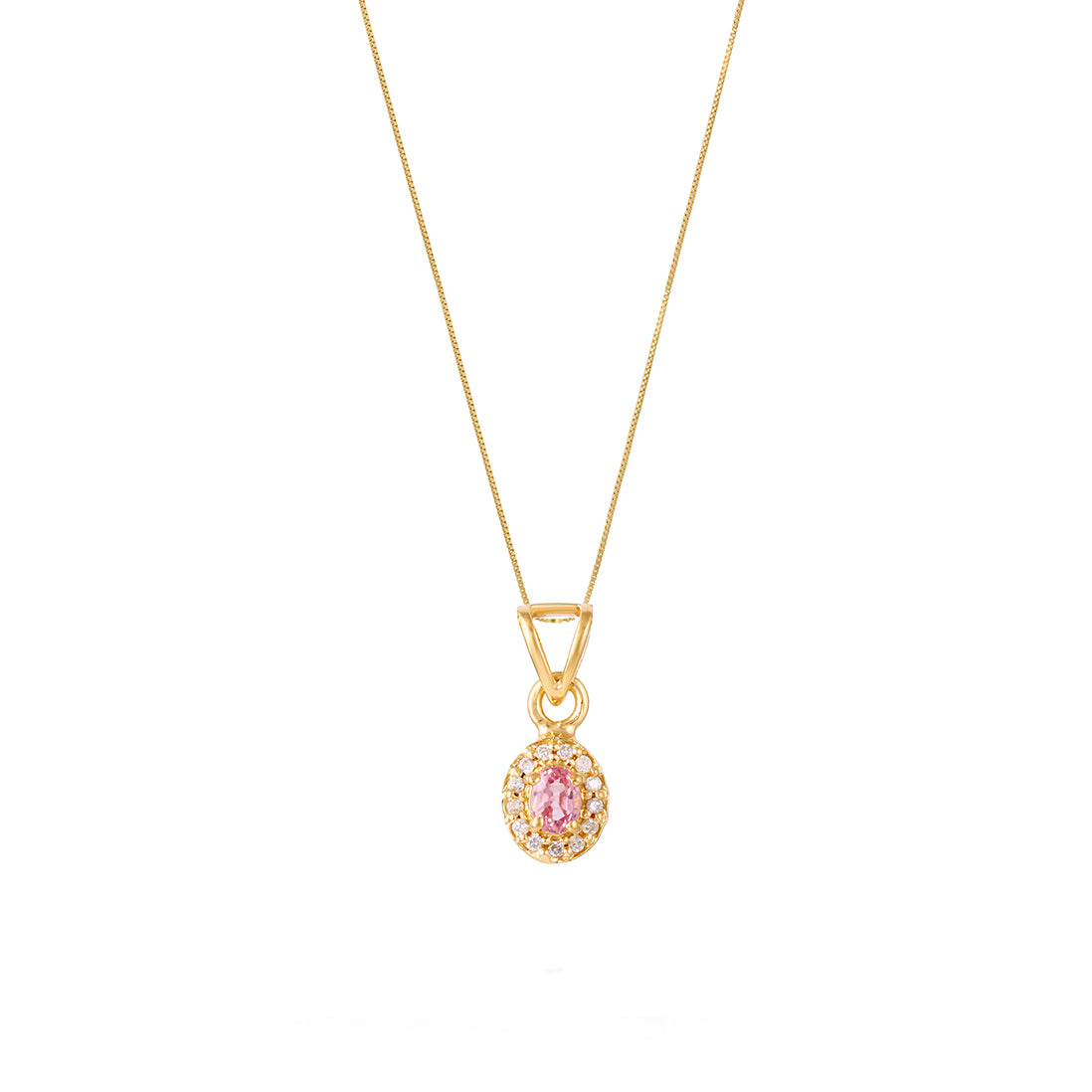 Pink Sapphire Diamond Cluster Pendant