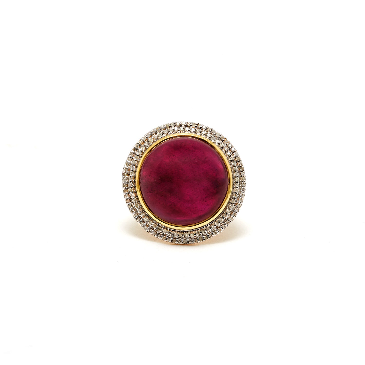 Ruby Brilliant Fire Disc Cocktail Ring-Ring-Jaipur Atelier