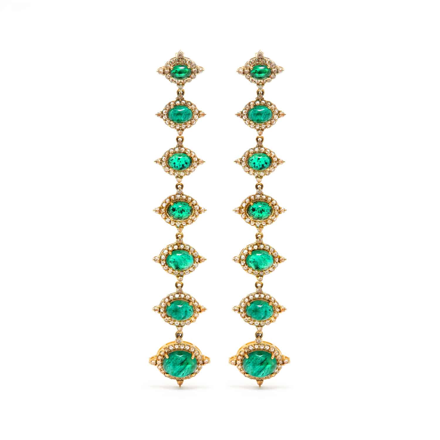 Jaipur Atelier Emerald Diamond Chain Earrings