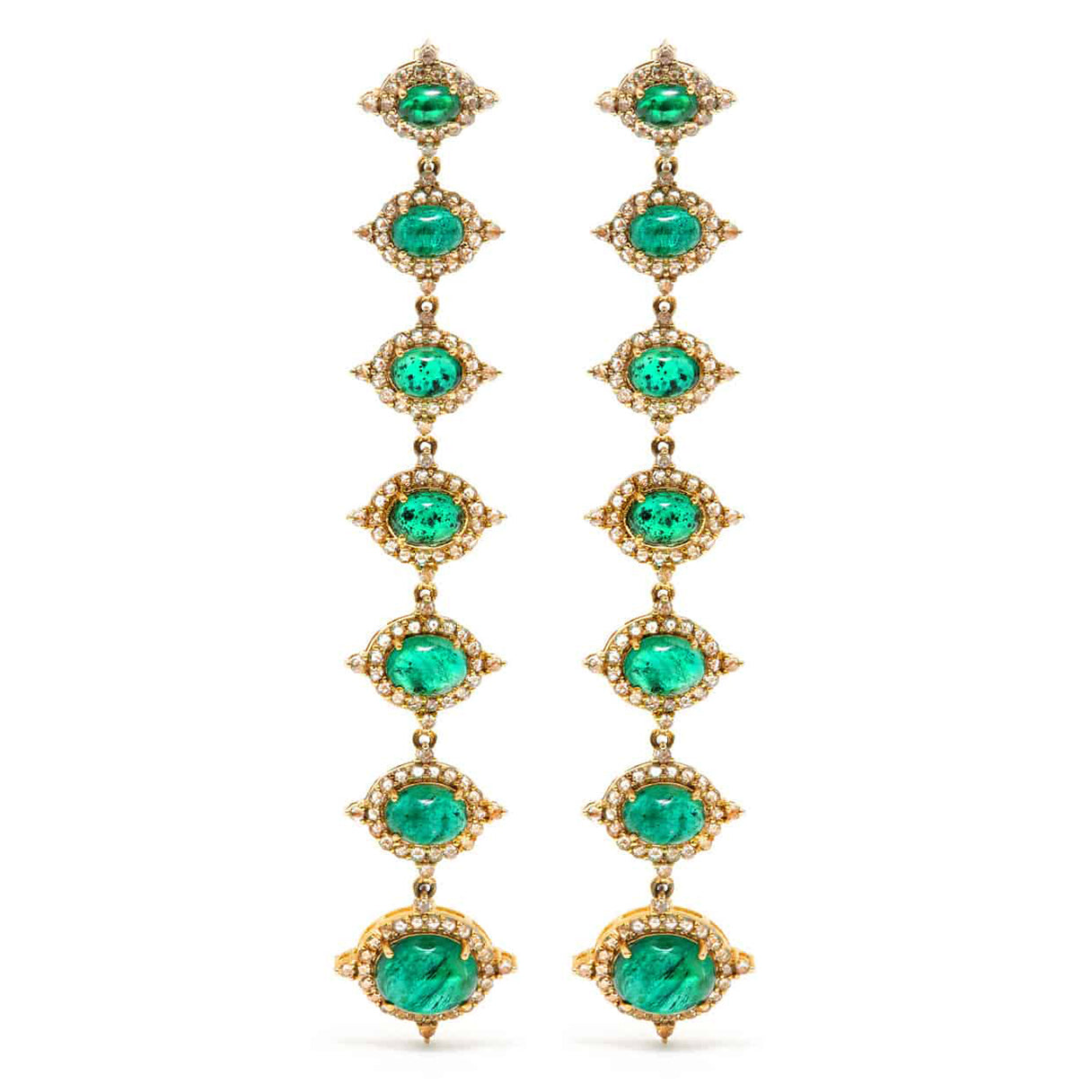 Emerald Diamond Gold Chandelier Earrings