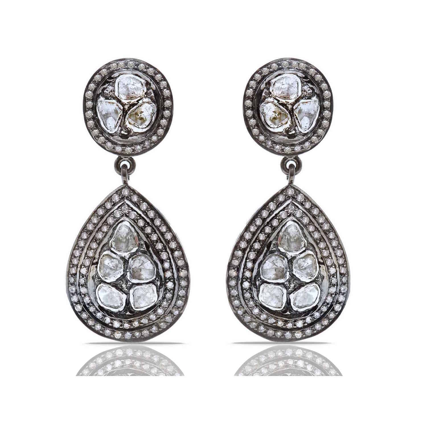 Grey Diamond Chandelier Earrings