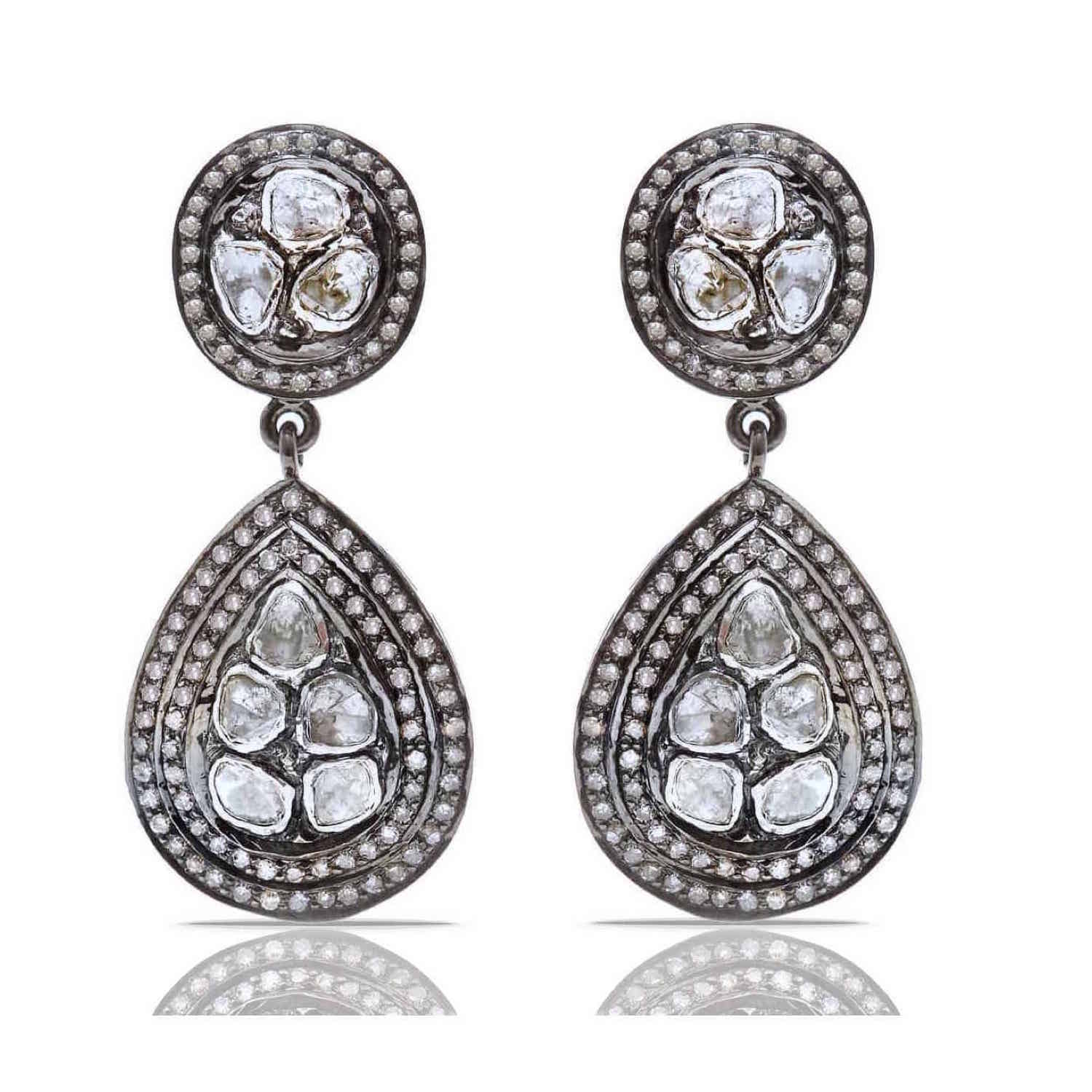 Grey Diamond Chandelier Earrings