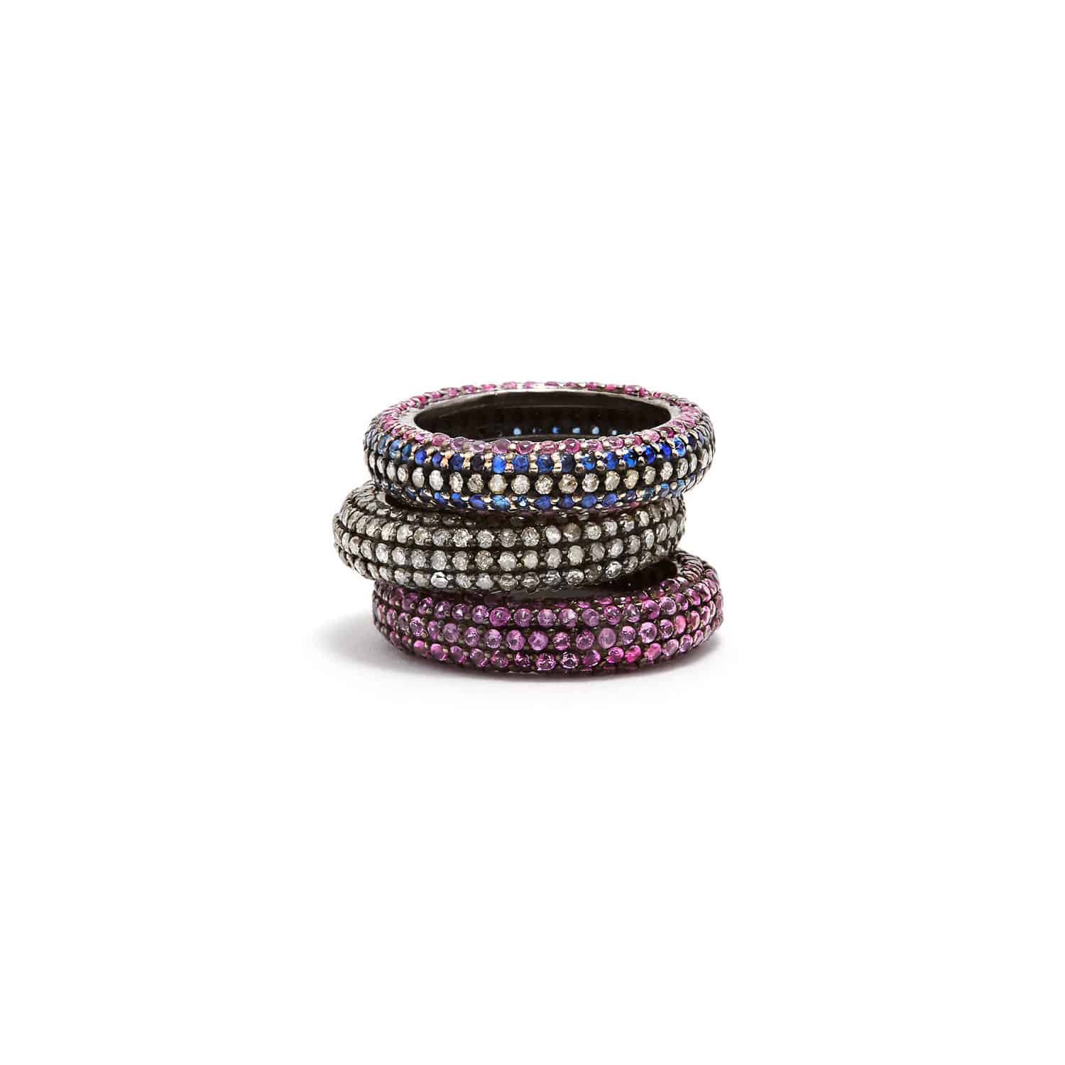 Jaipur Atelier Multi Sapphire Curvee' Band