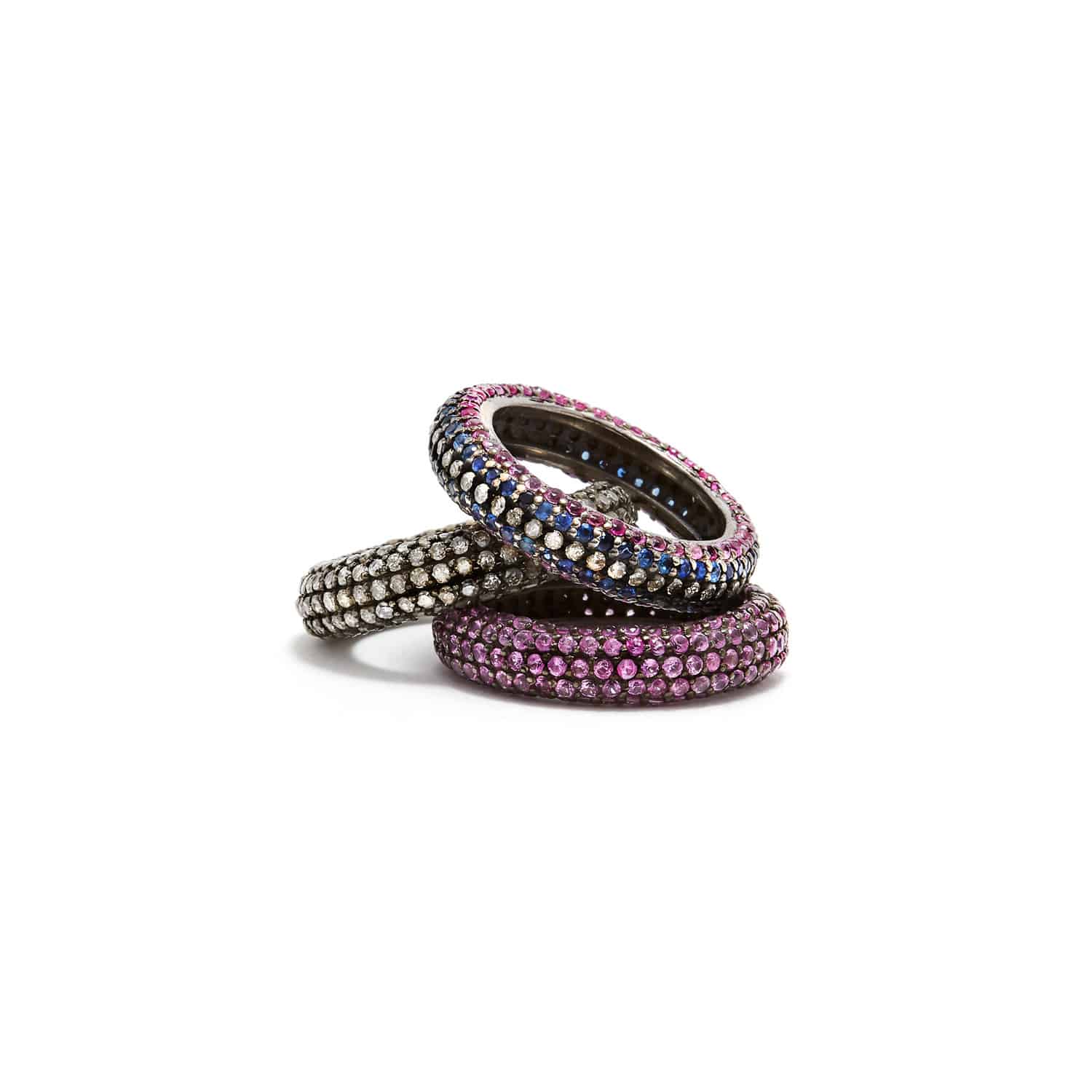 Jaipur Atelier Multi Sapphire Curvee' Band