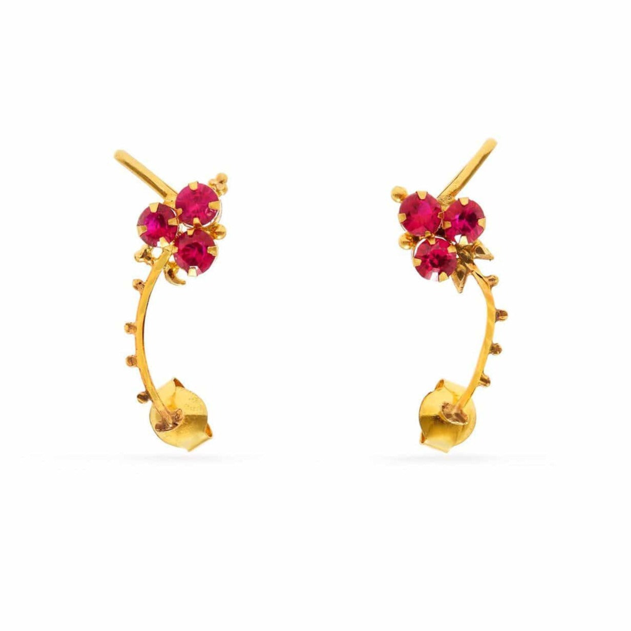 Pink Topaz Gold Ear Cuffs