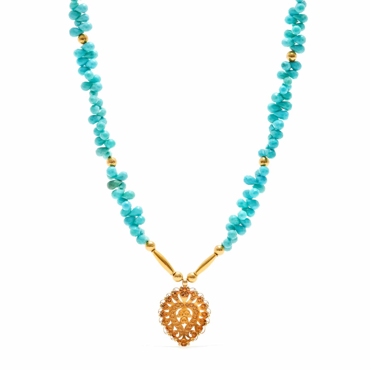 Jaipur Atelier Turquoise Gold Boho Pendant