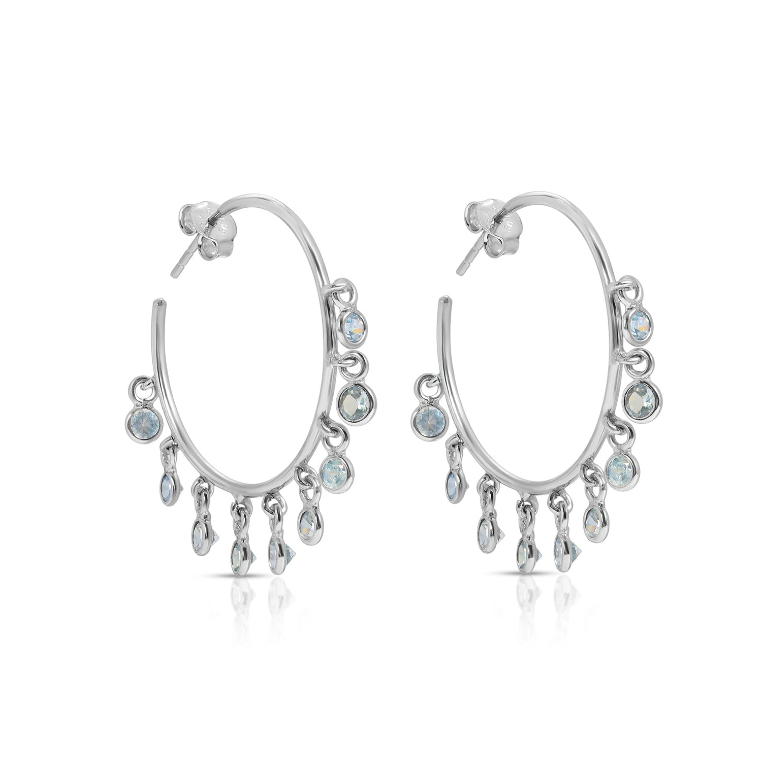 Jerry Ice Blue Sapphire Hoop Earrings