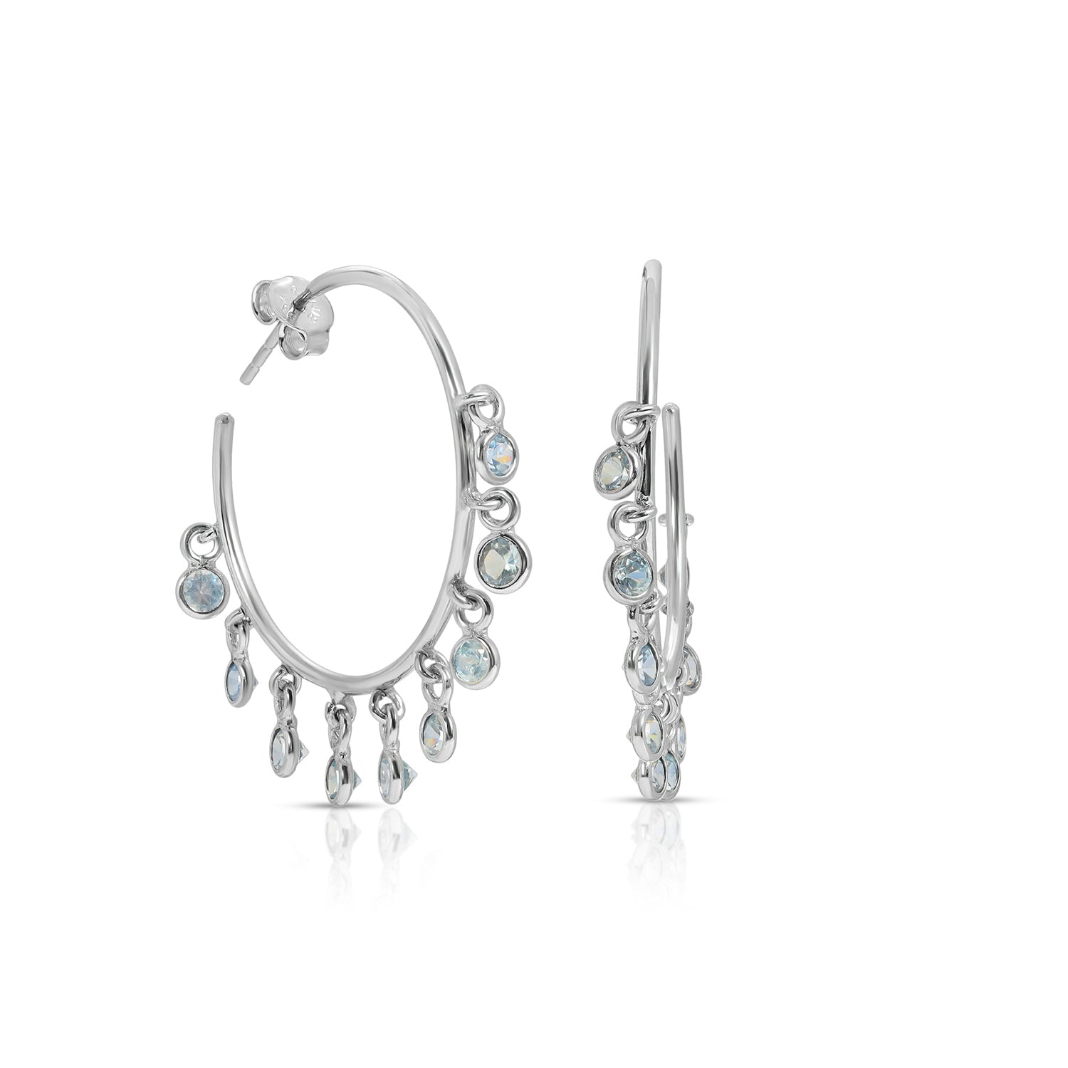 Jerry Ice Blue Sapphire Hoop Earrings