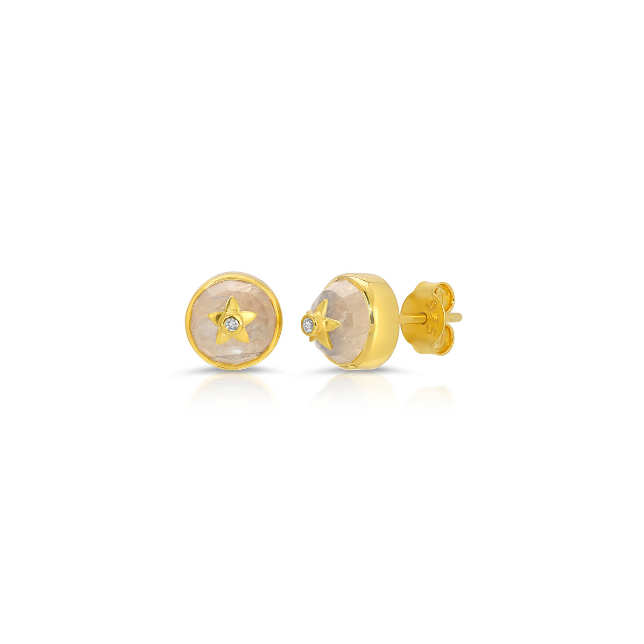 Moonstone Diamond DBD Star Studs