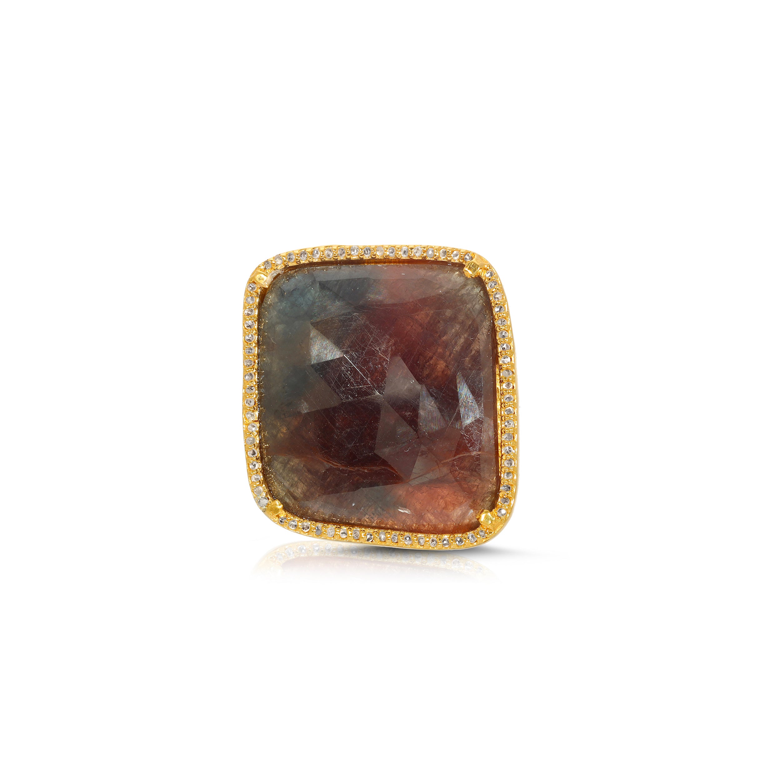 Multi Sapphire Abstract Square Diamond Ring