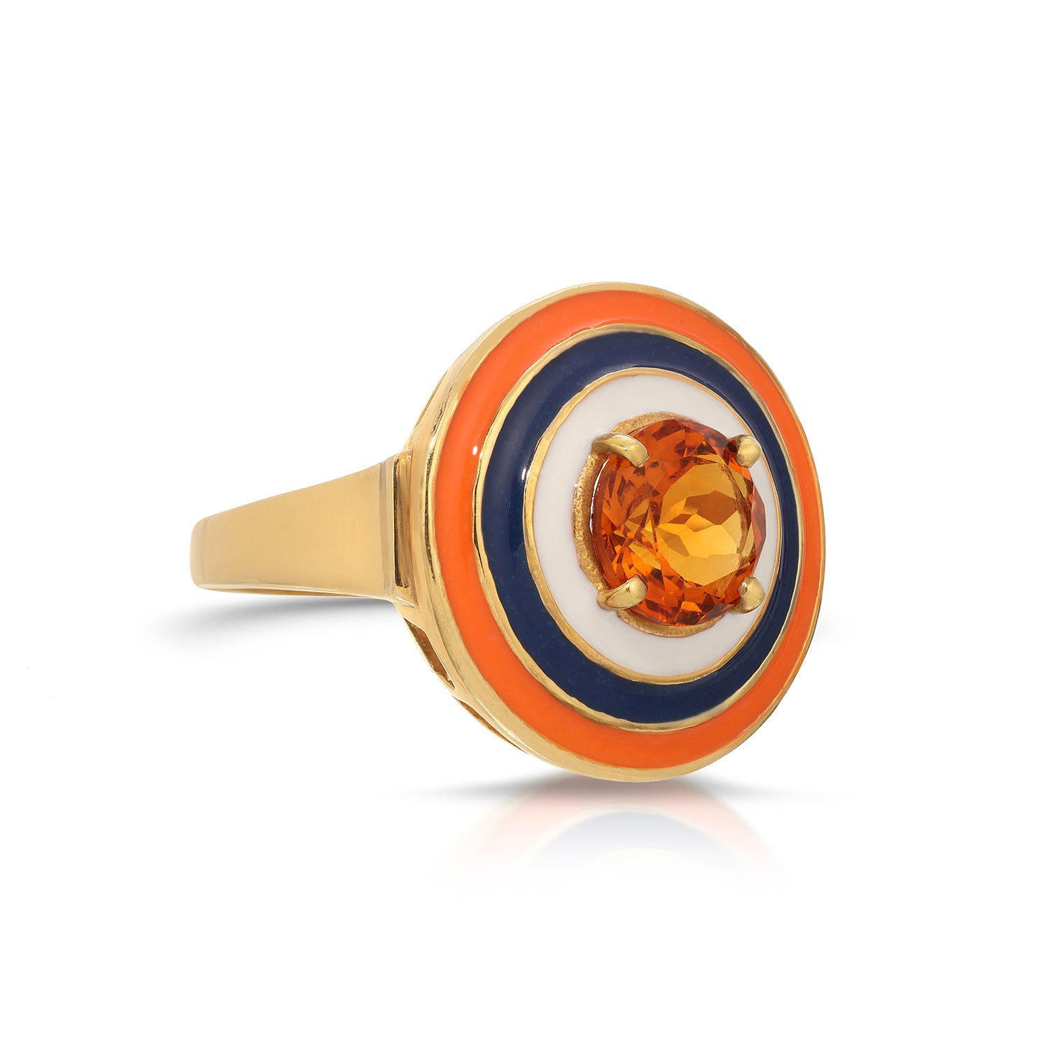 Orange Sapphire Enamel Bullseye Ring