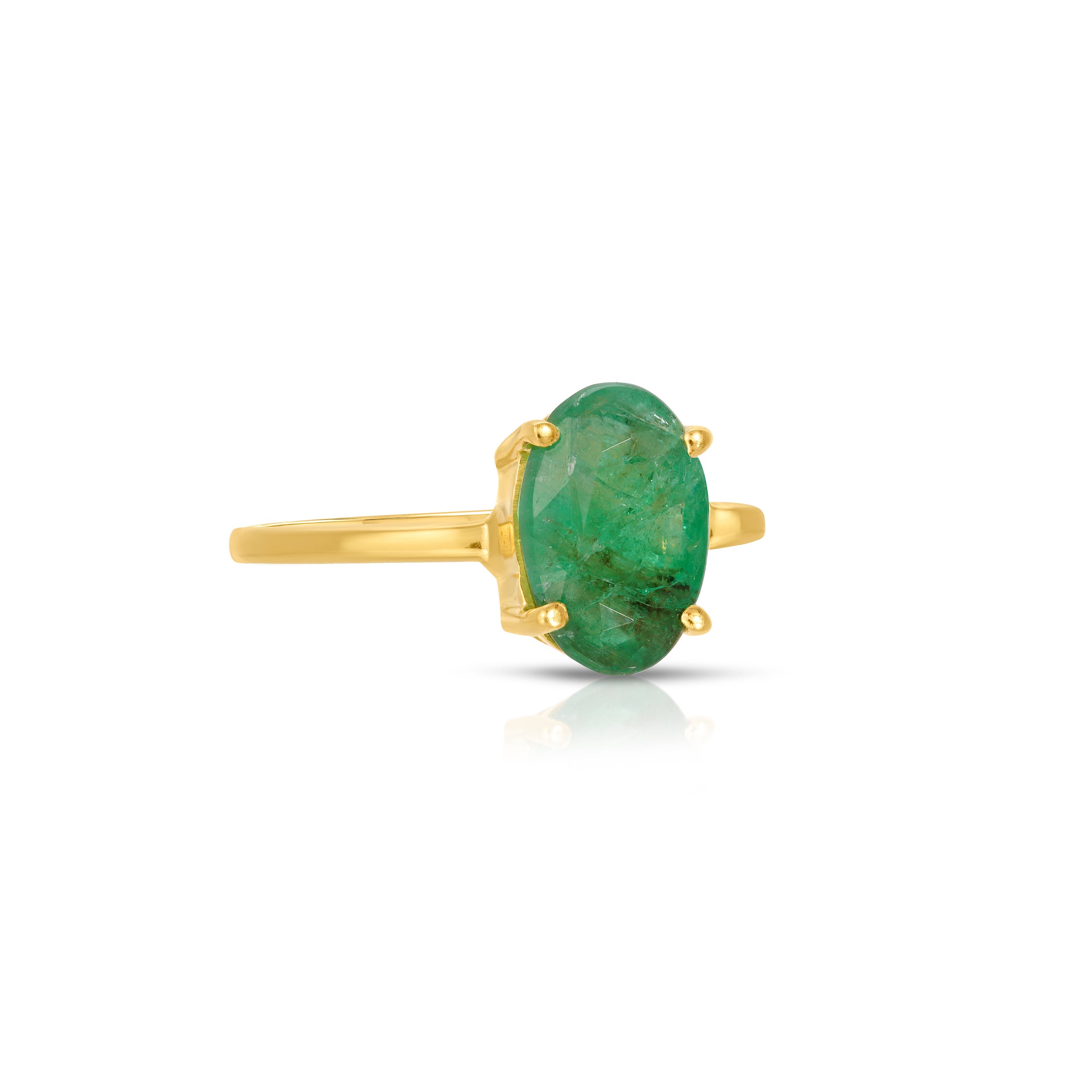 Emerald Oval Navratan Ring