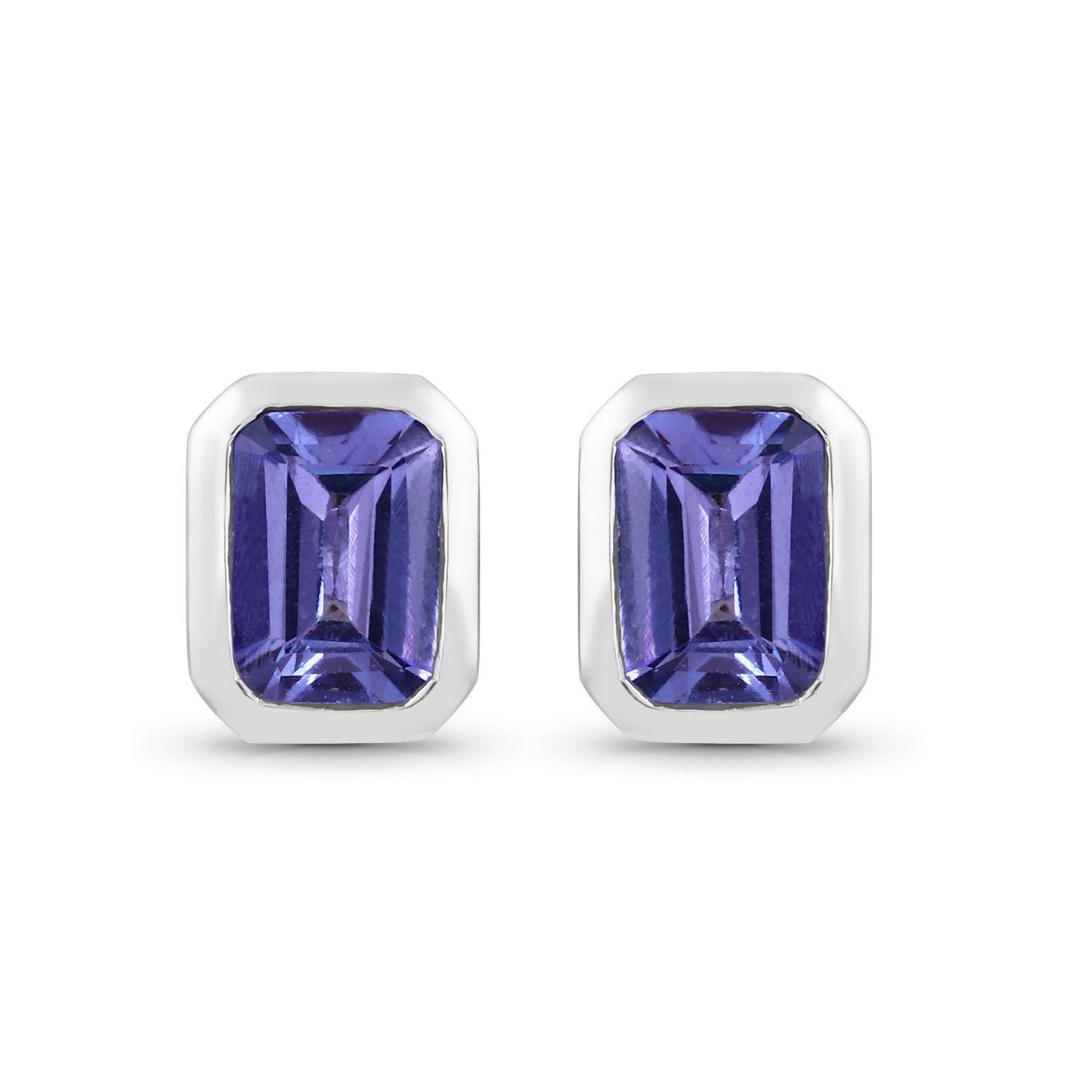 Tanzanite White Gold Emerald Cut Studs