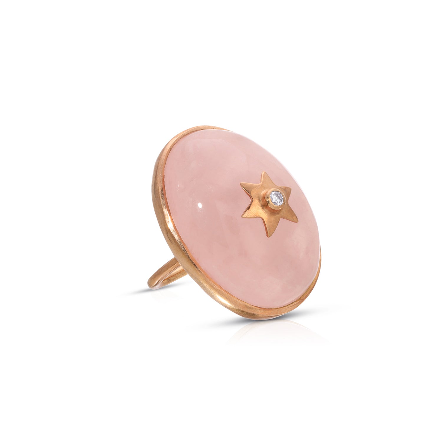 Rose Quartz Rose Gold Star Diamond DBD Ring