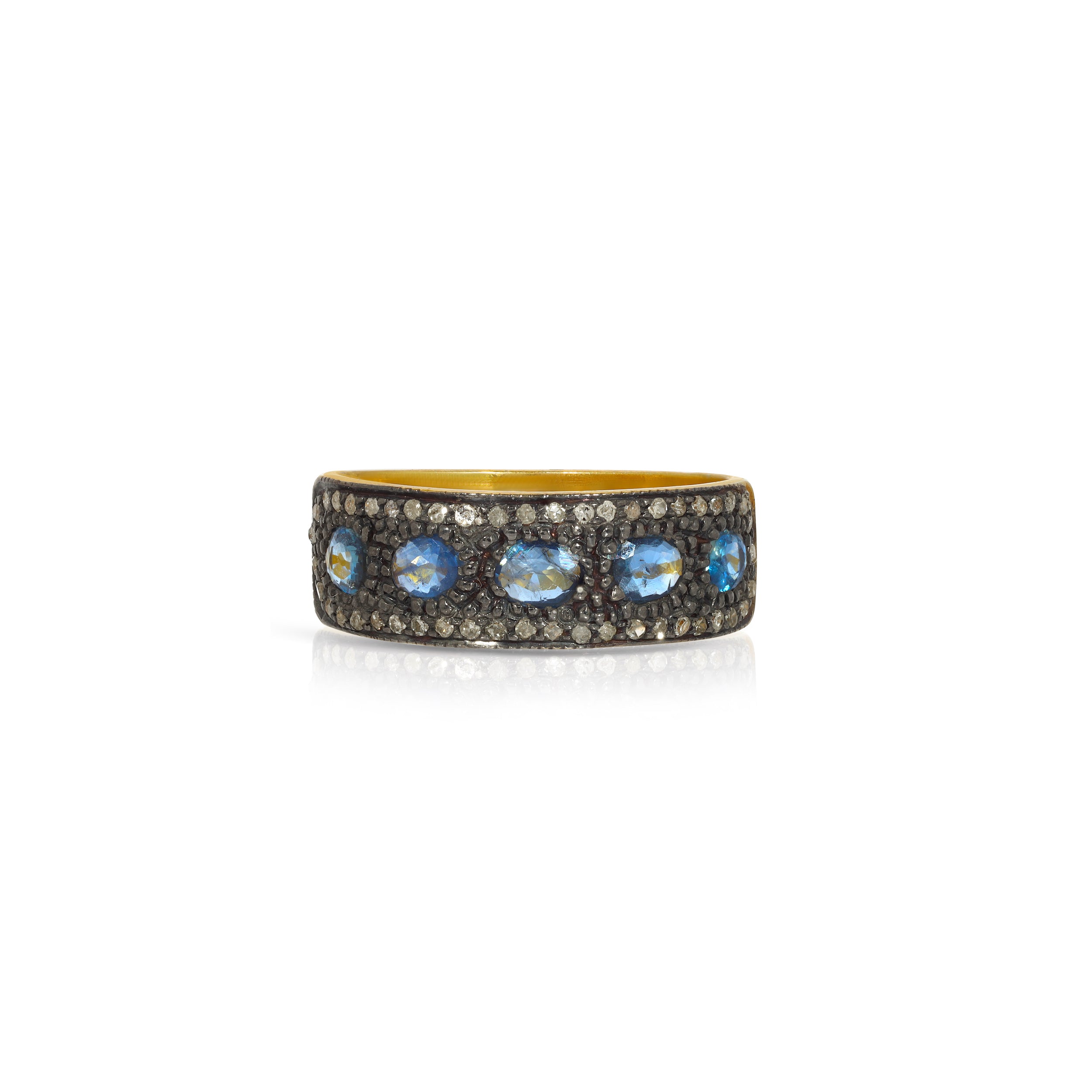 Sapphire Diamond Demi Mogul Band