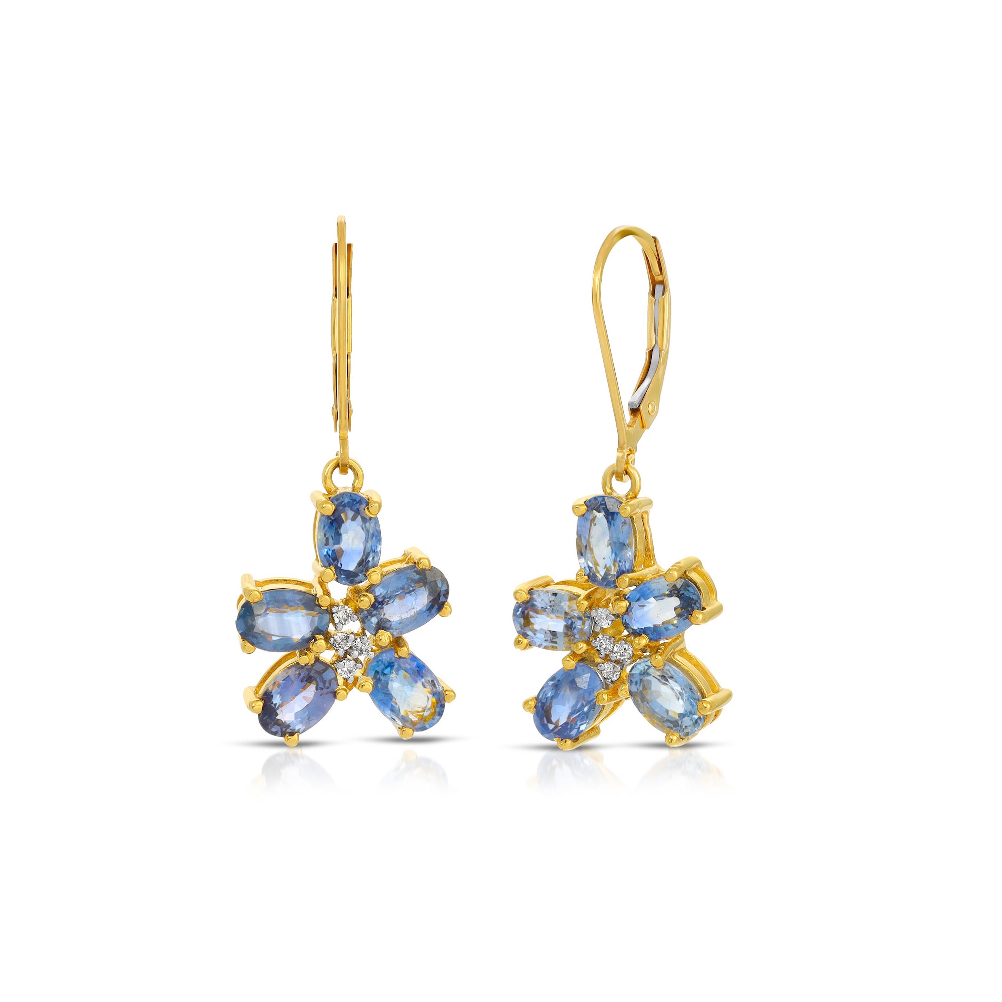 Sapphire Flower Drop Earrings