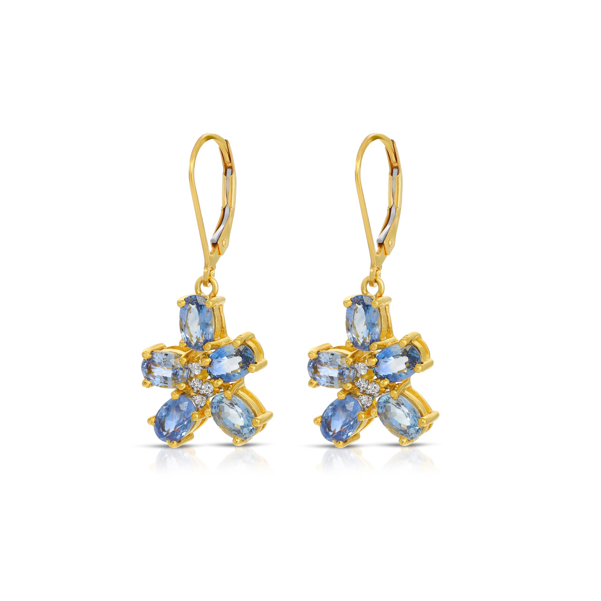 Sapphire Flower Drop Earrings