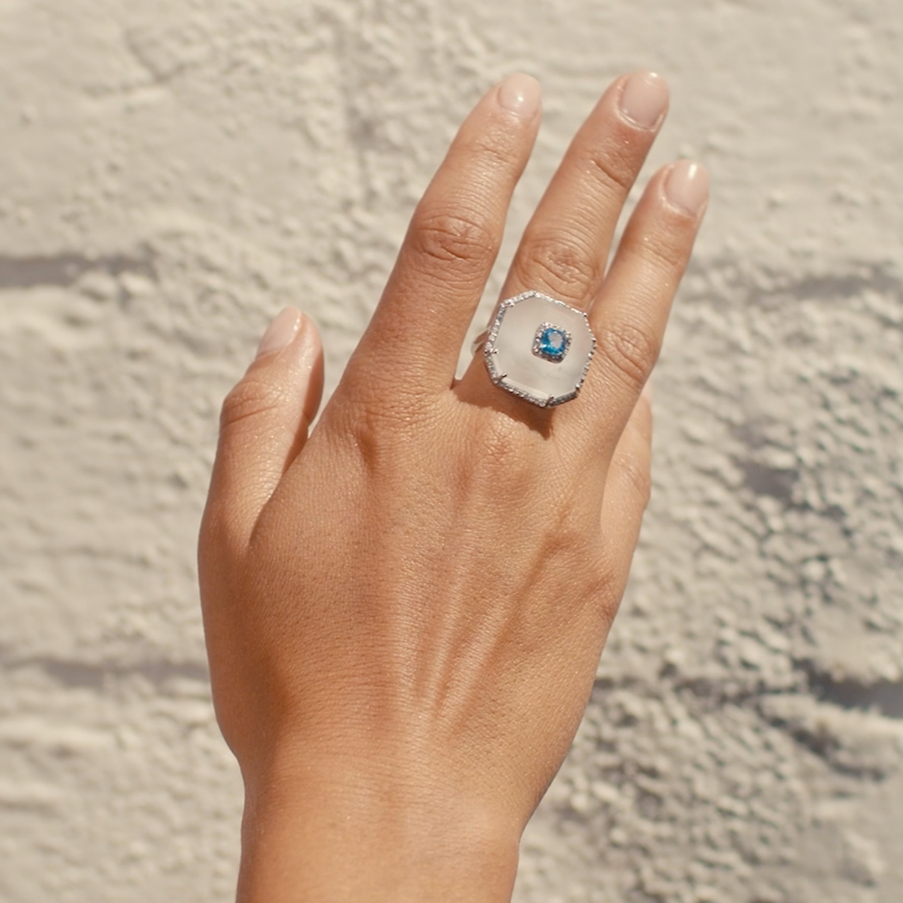 Sapphire Crystal Diamond Cocktail Ring