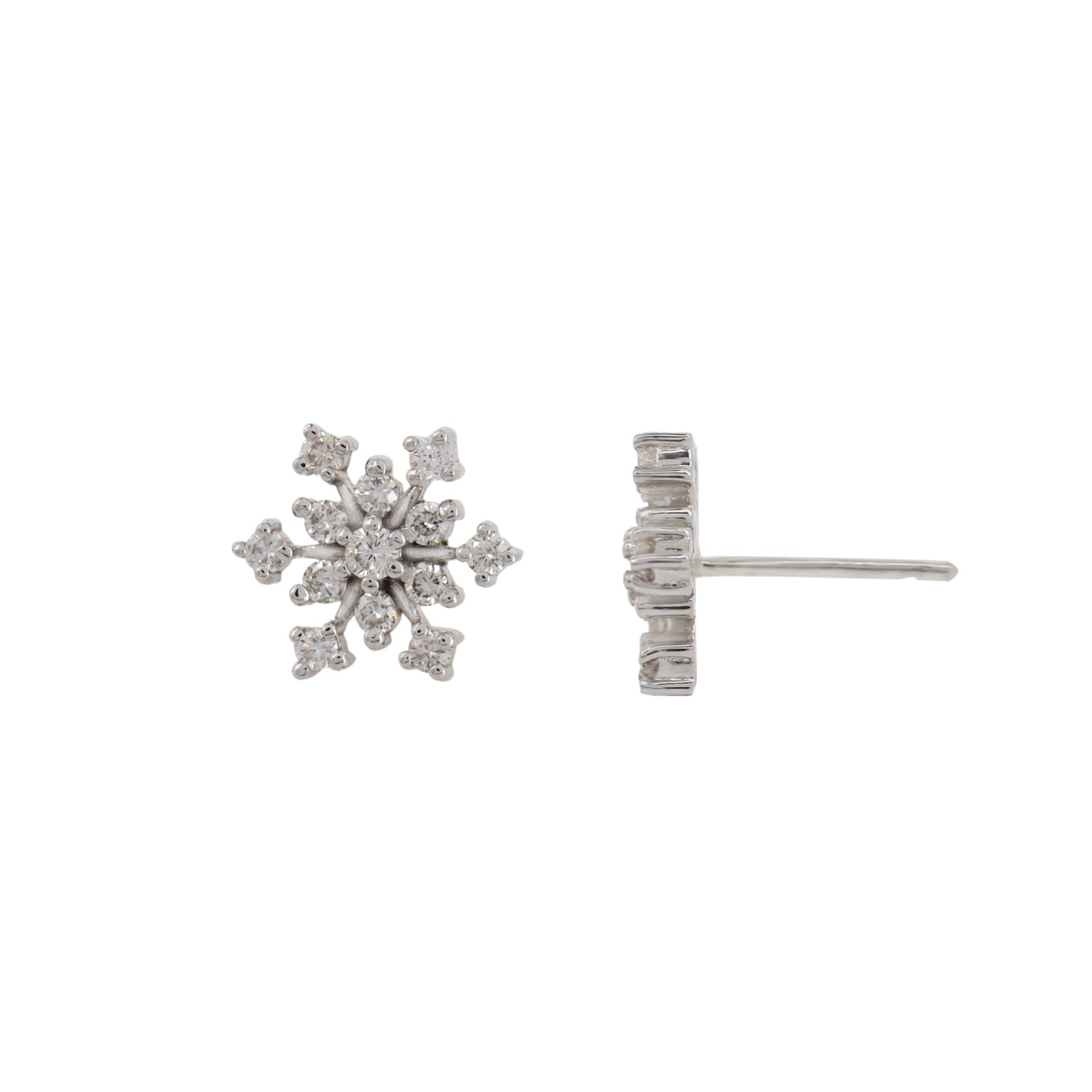 Diamond Snowflake White Gold Studs