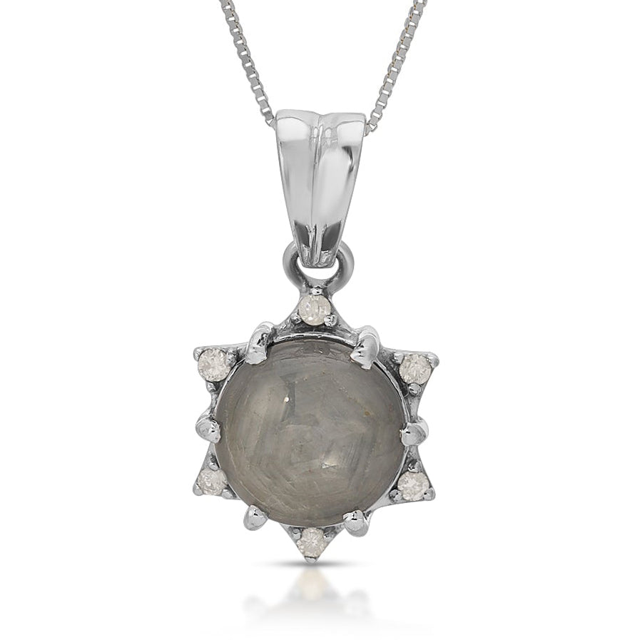 Star Sapphire Diamond Sun Pendant