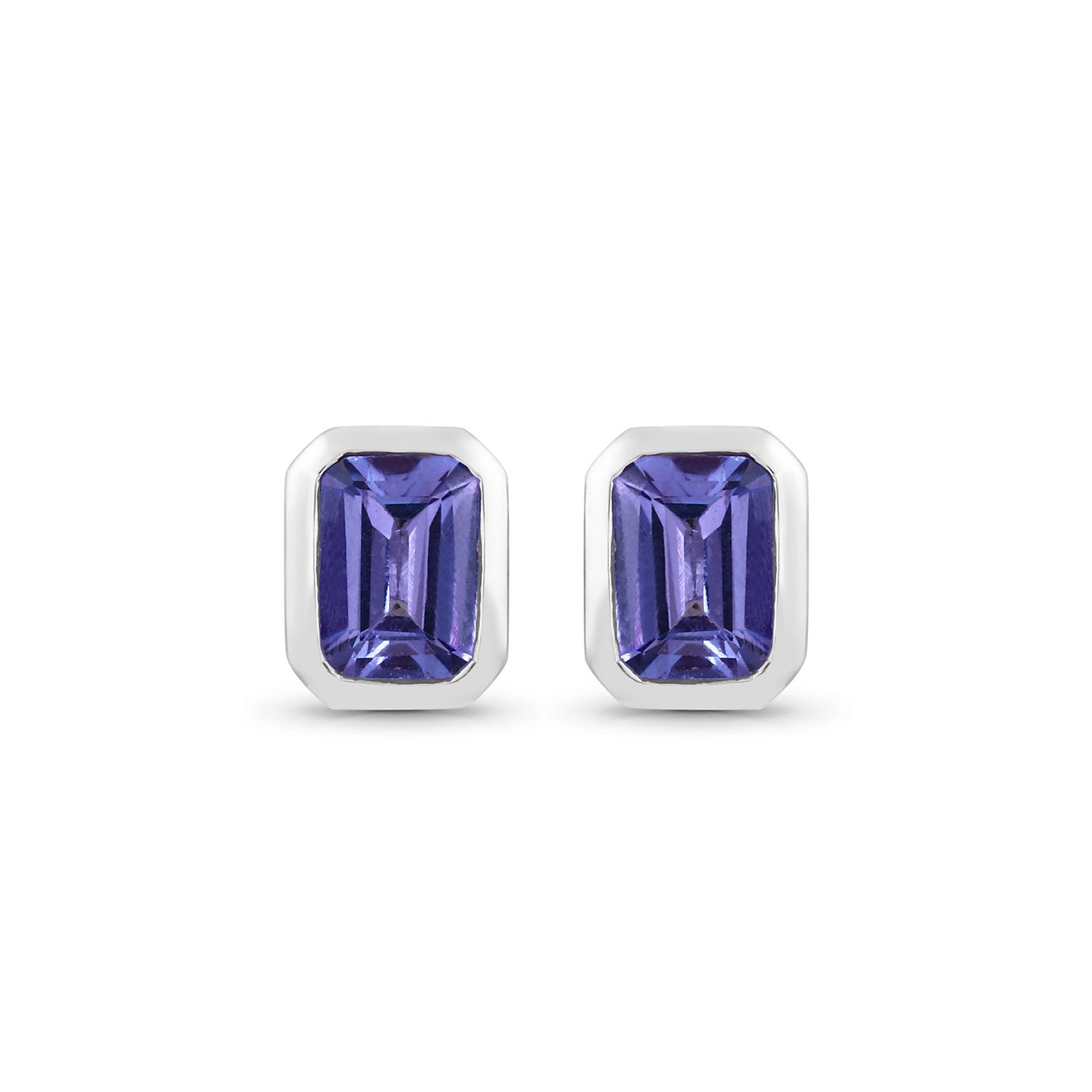 Tanzanite White Gold Emerald Cut Studs