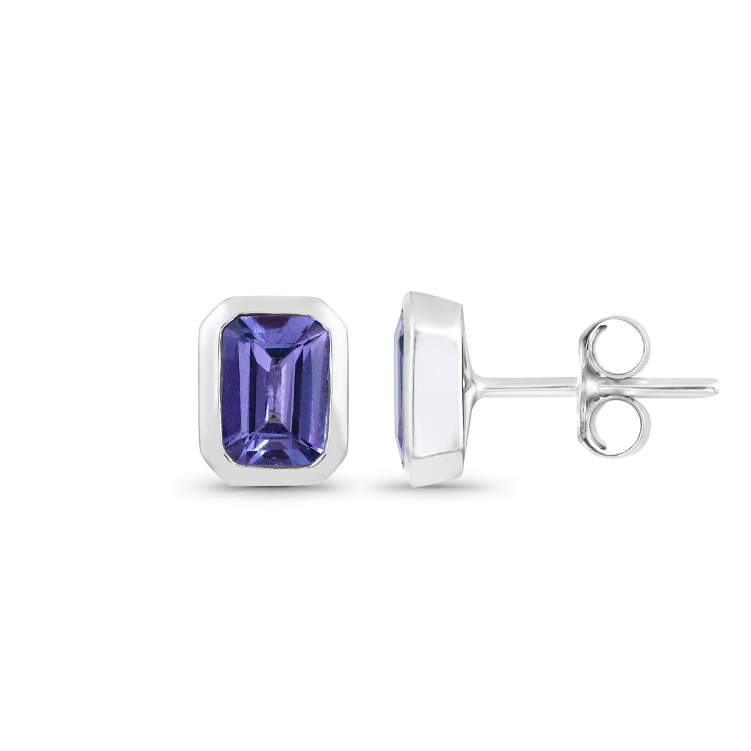 Tanzanite White Gold Emerald Cut Studs