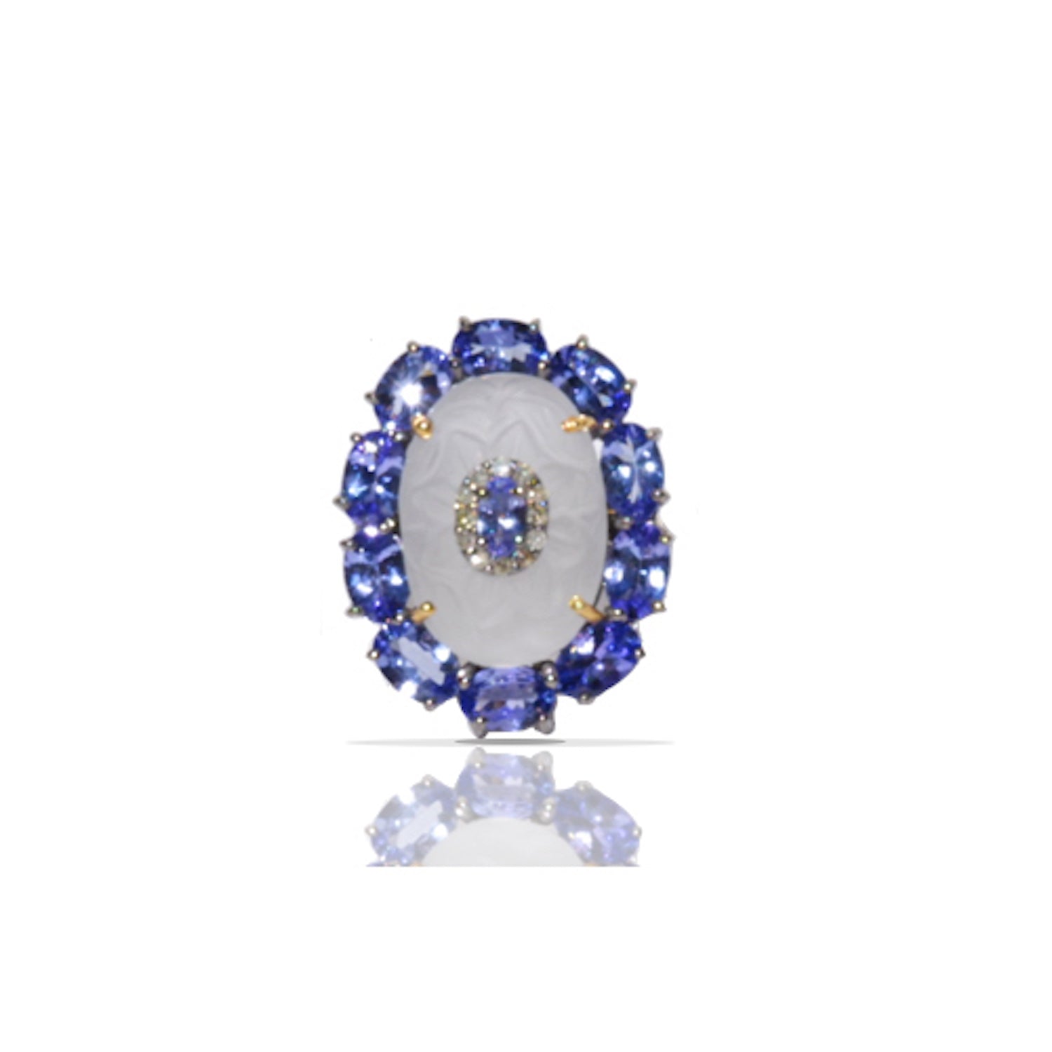 Tanzanite Crystal Diamond Cocktail Ring