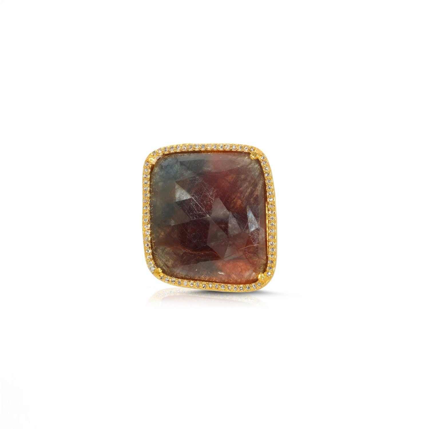 Multi Sapphire Abstract Square Diamond Ring