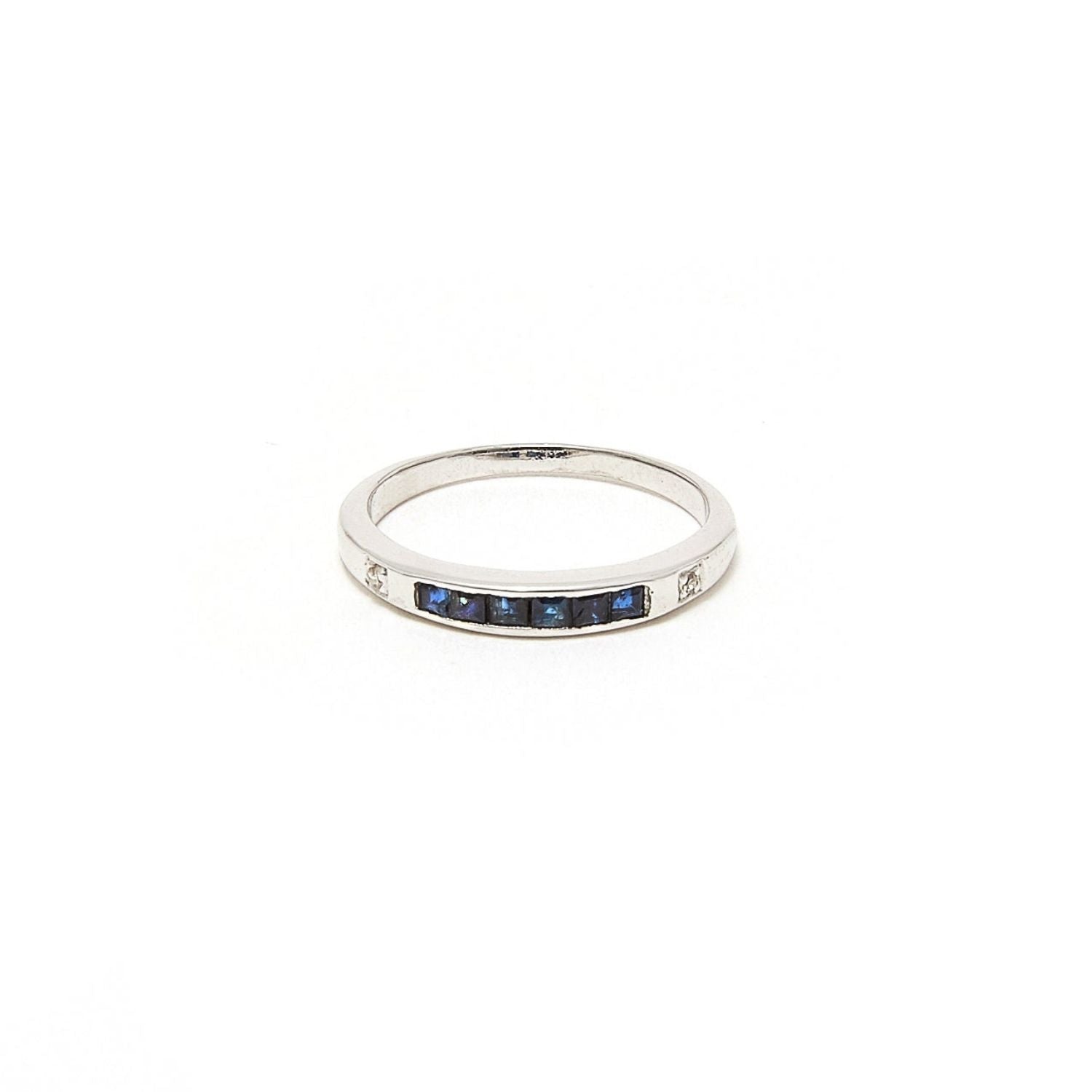 Sapphire Diamond Baguette Inlay Band