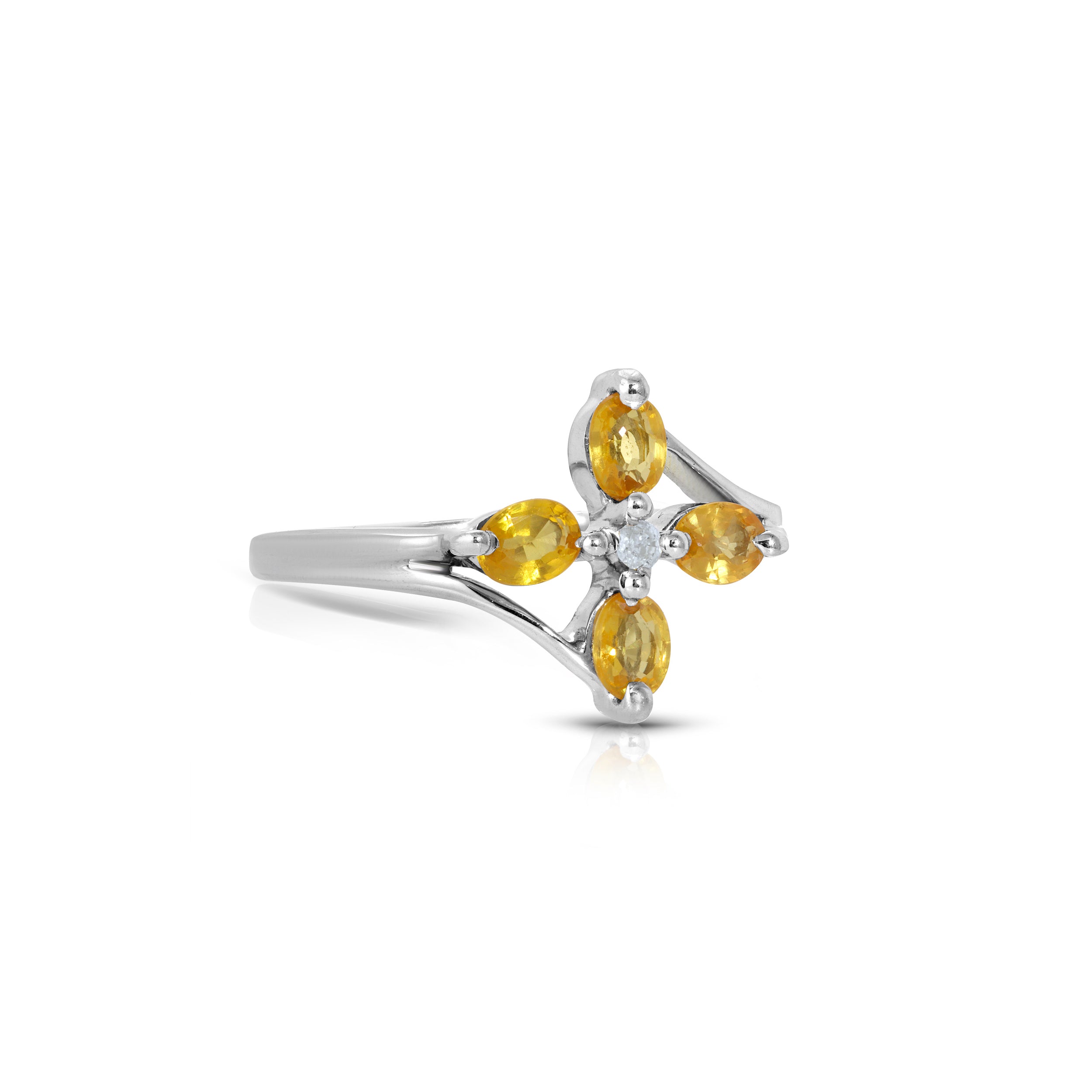 Yellow Sapphire Diamond Flower Ring