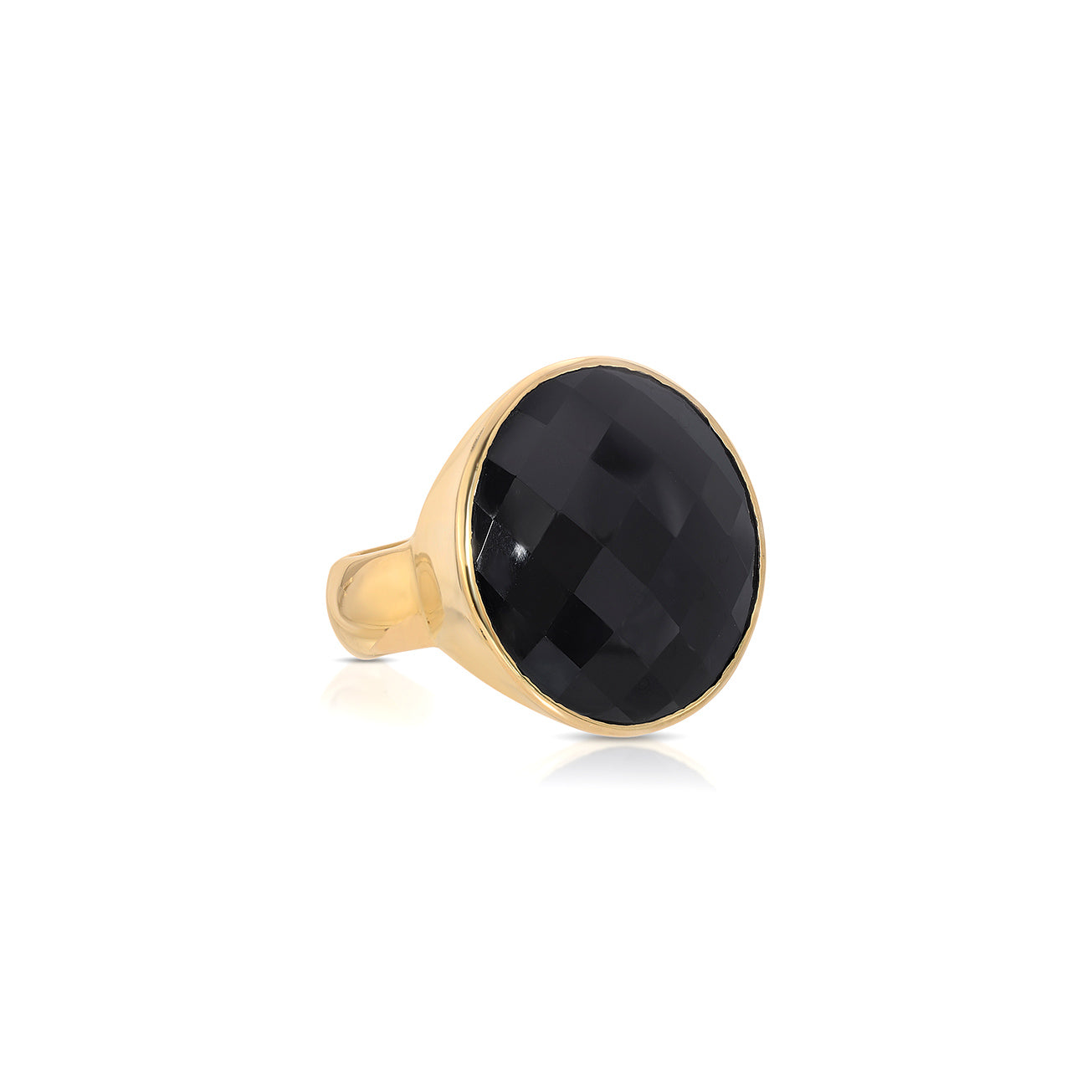 Checker Cut Black Onyx Cocktail Ring