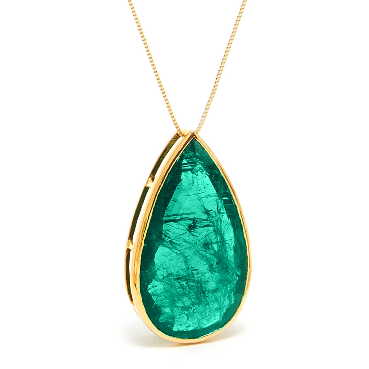Certified Emerald Pear Drop Pendant