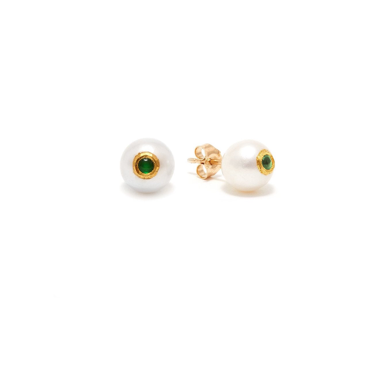 Pearl Emerald Kundan Gold Studs