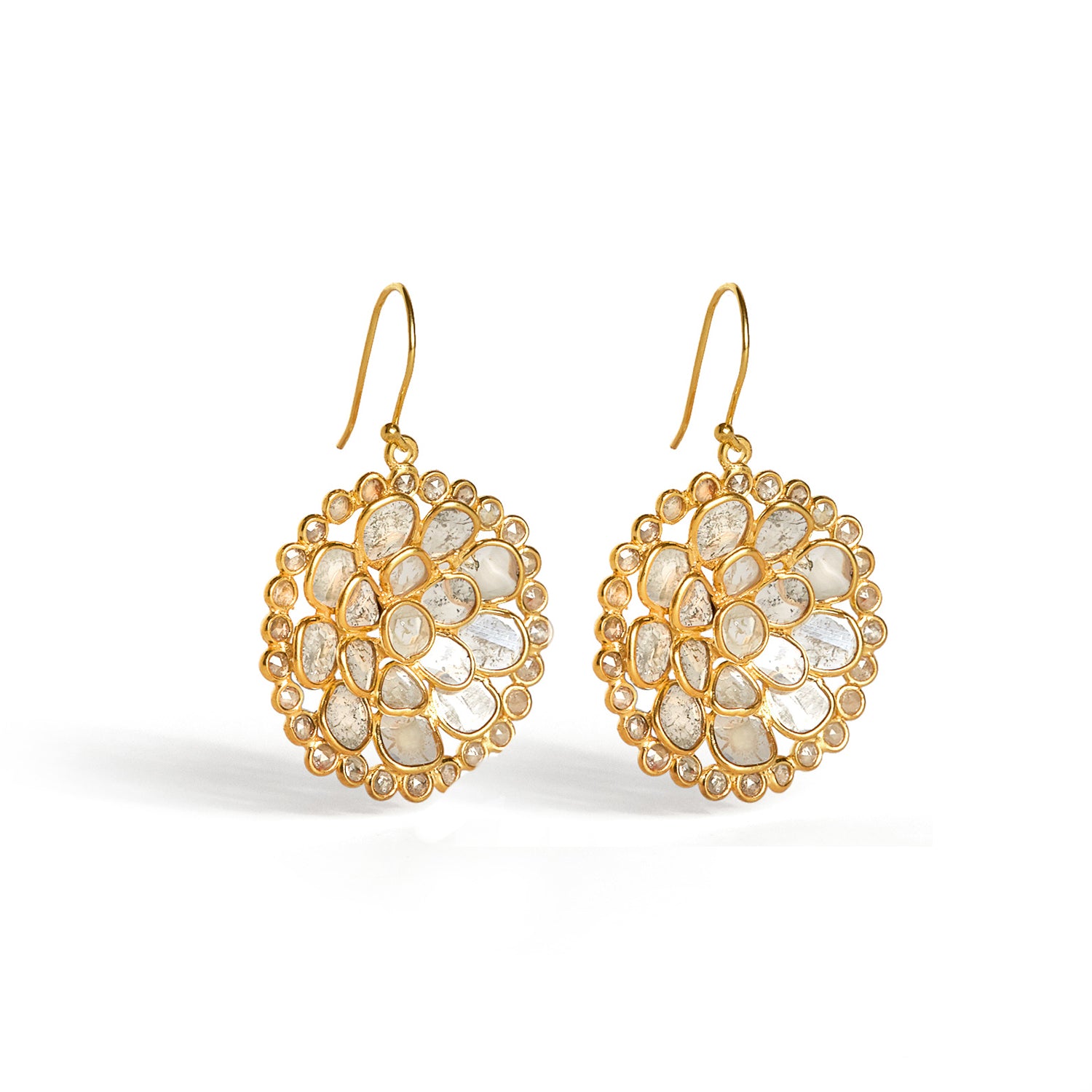 Diaphanous Cirque Rose Cut Diamond Earrings-Earrings-Jaipur Atelier