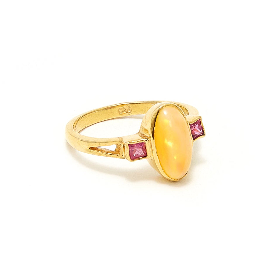 Fire Opal Ruby Ring