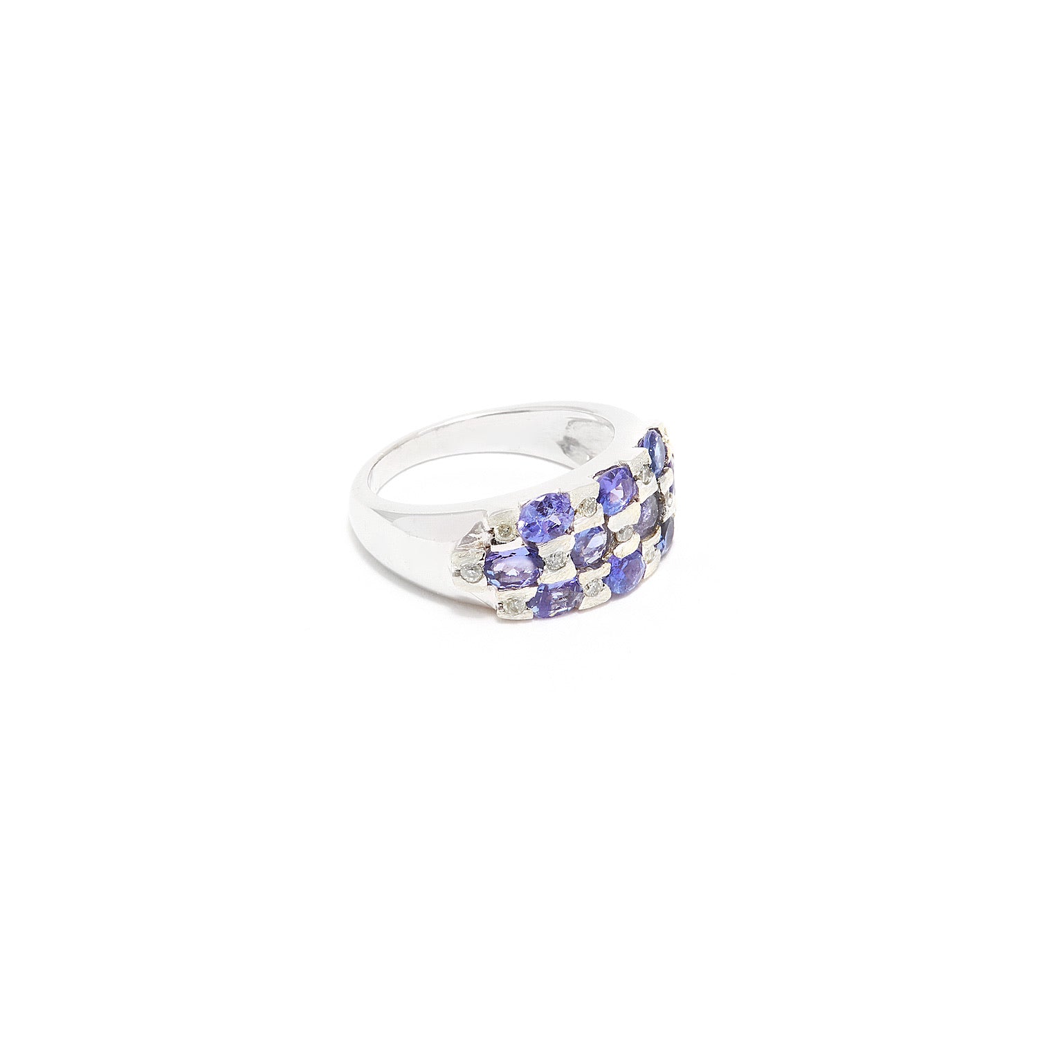 Tanzanite Diamond Checker Dress Ring-Ring-Jaipur Atelier