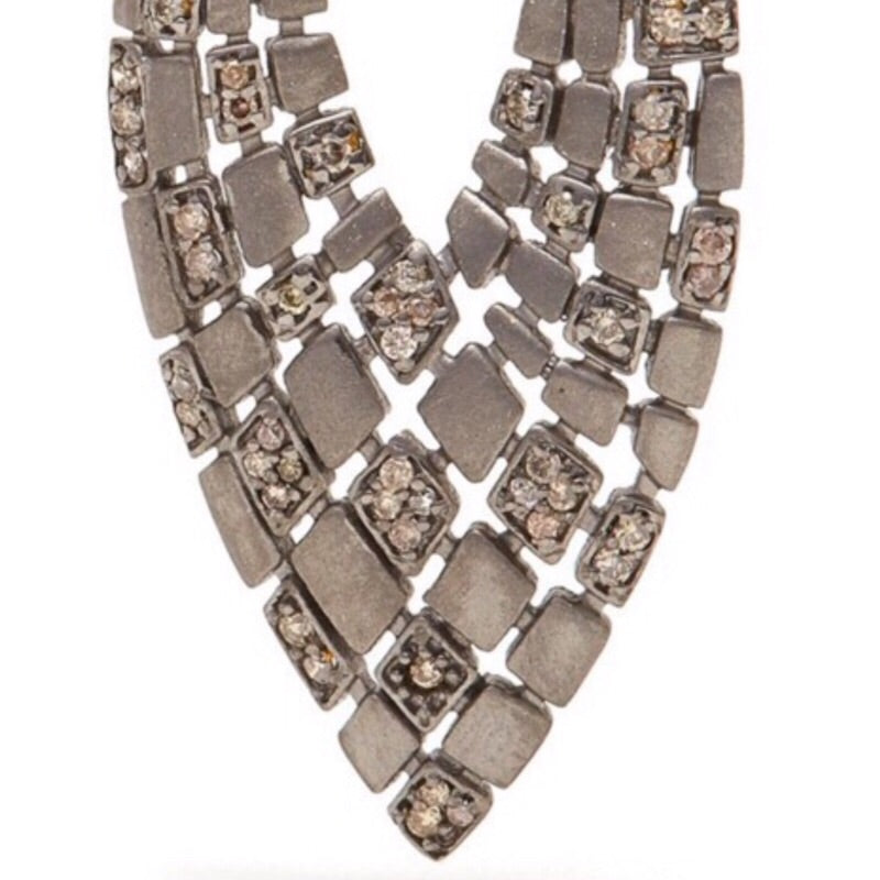 Matte Grey Diamond 'V' Earrings-Earrings-Jaipur Atelier