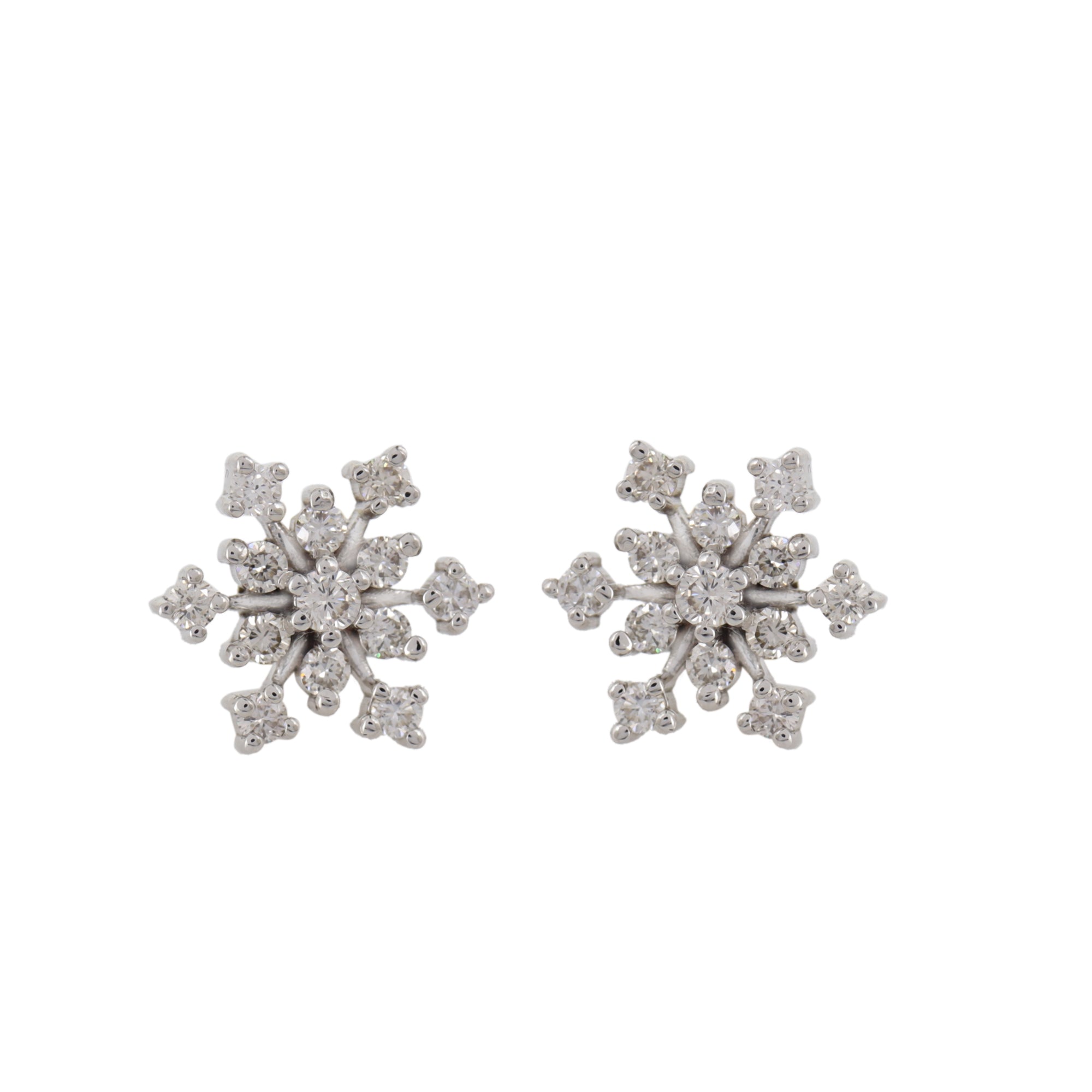 Diamond Snowflake White Gold Studs