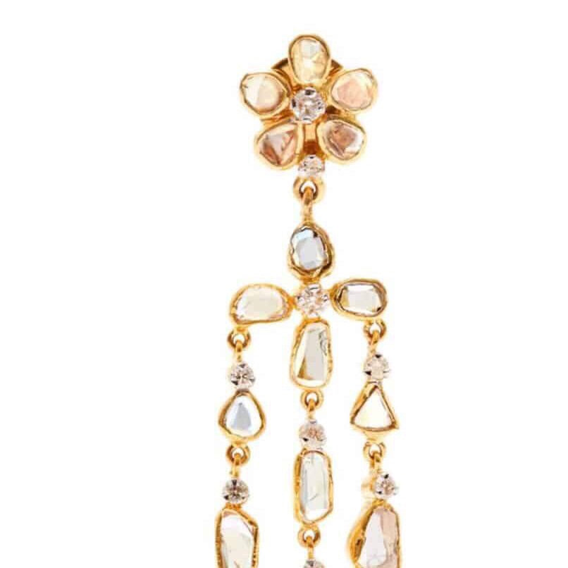 ‘The Beautiful Ones’ Diamond Chandelier Gold Earrings-Earrings-Jaipur Atelier