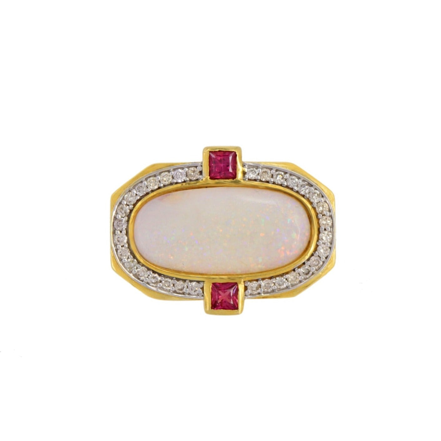 Opal Diamond Ruby Cocktail Ring