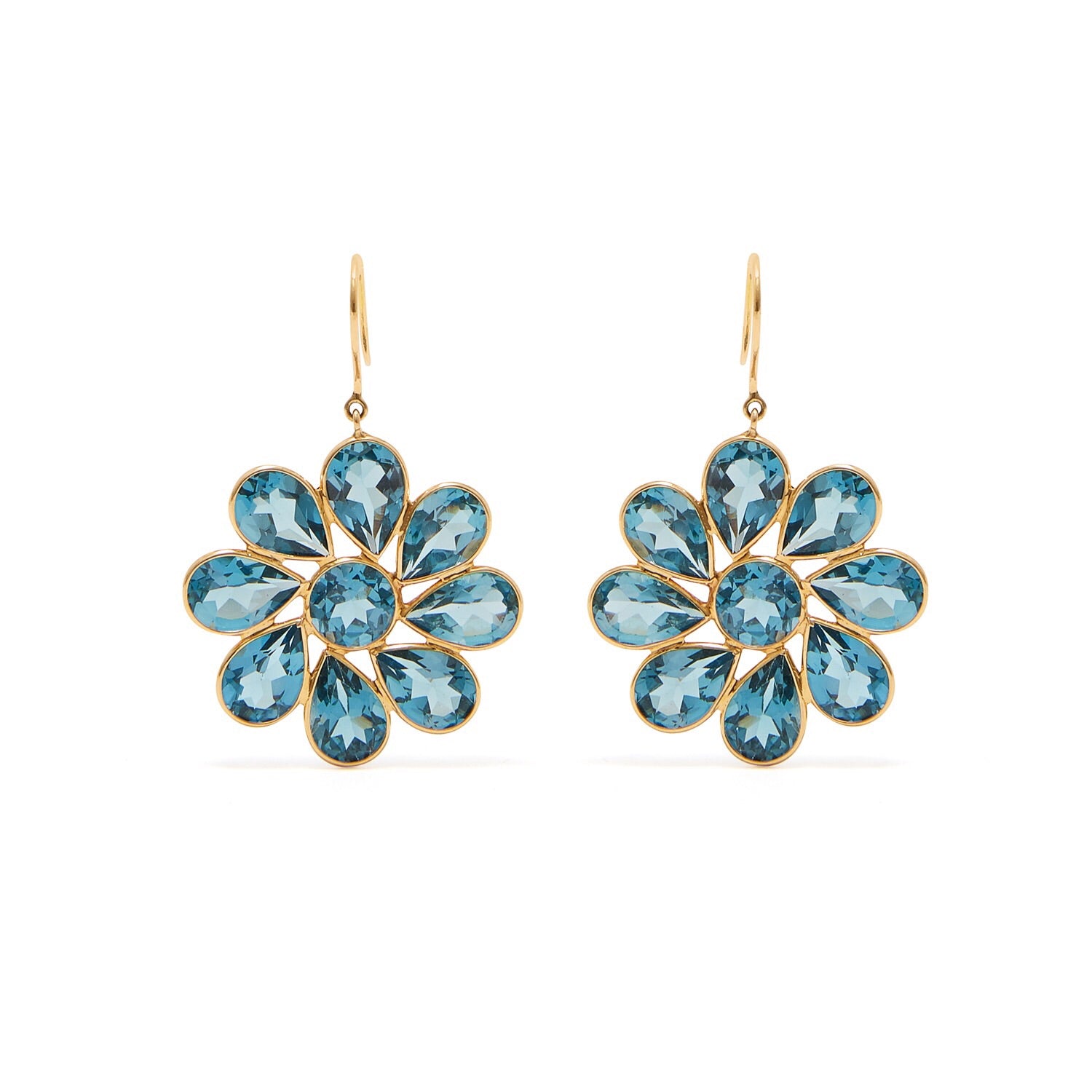 London Blue Topaz Flower Drop Earrings