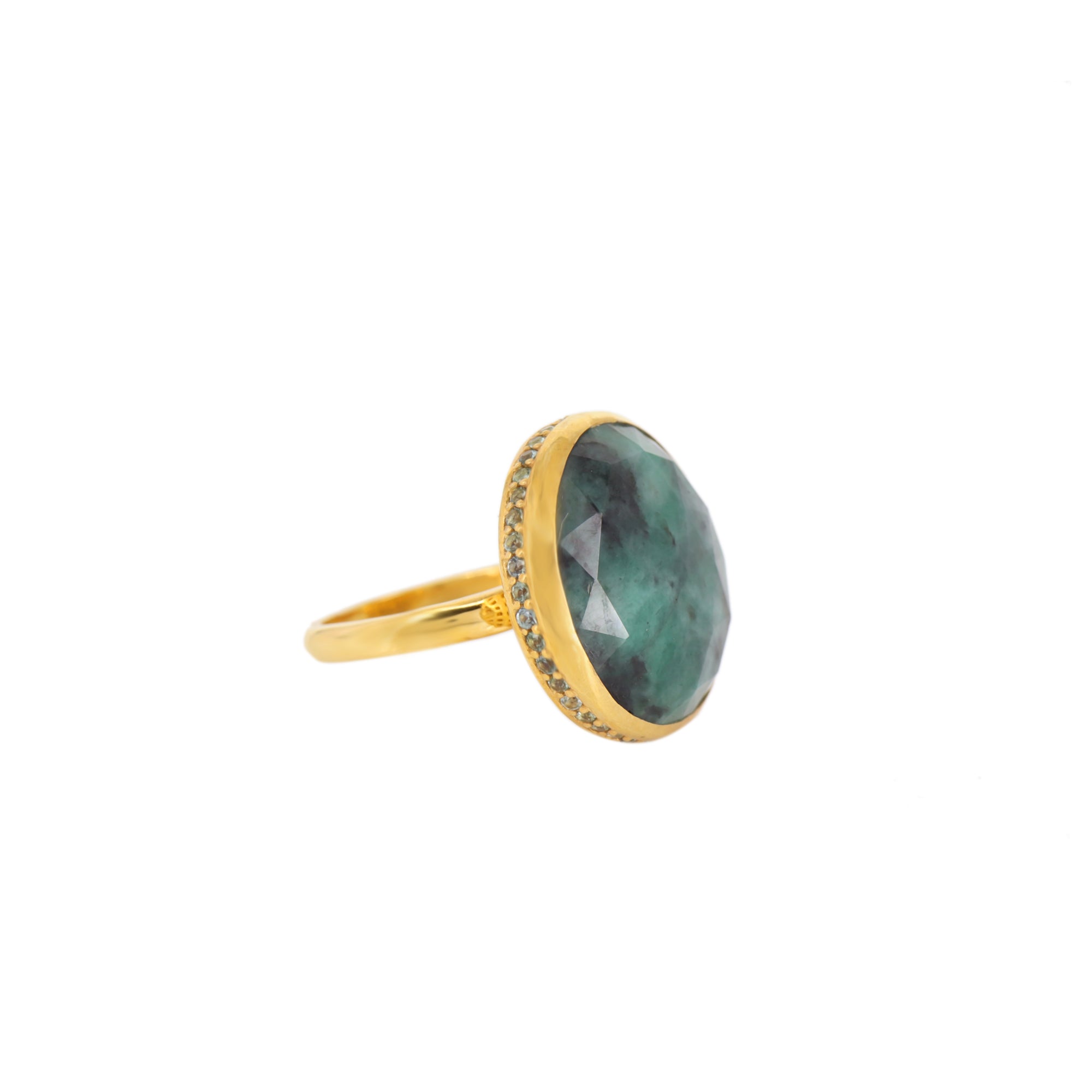 Emerald Grey Sapphire Dome Ring