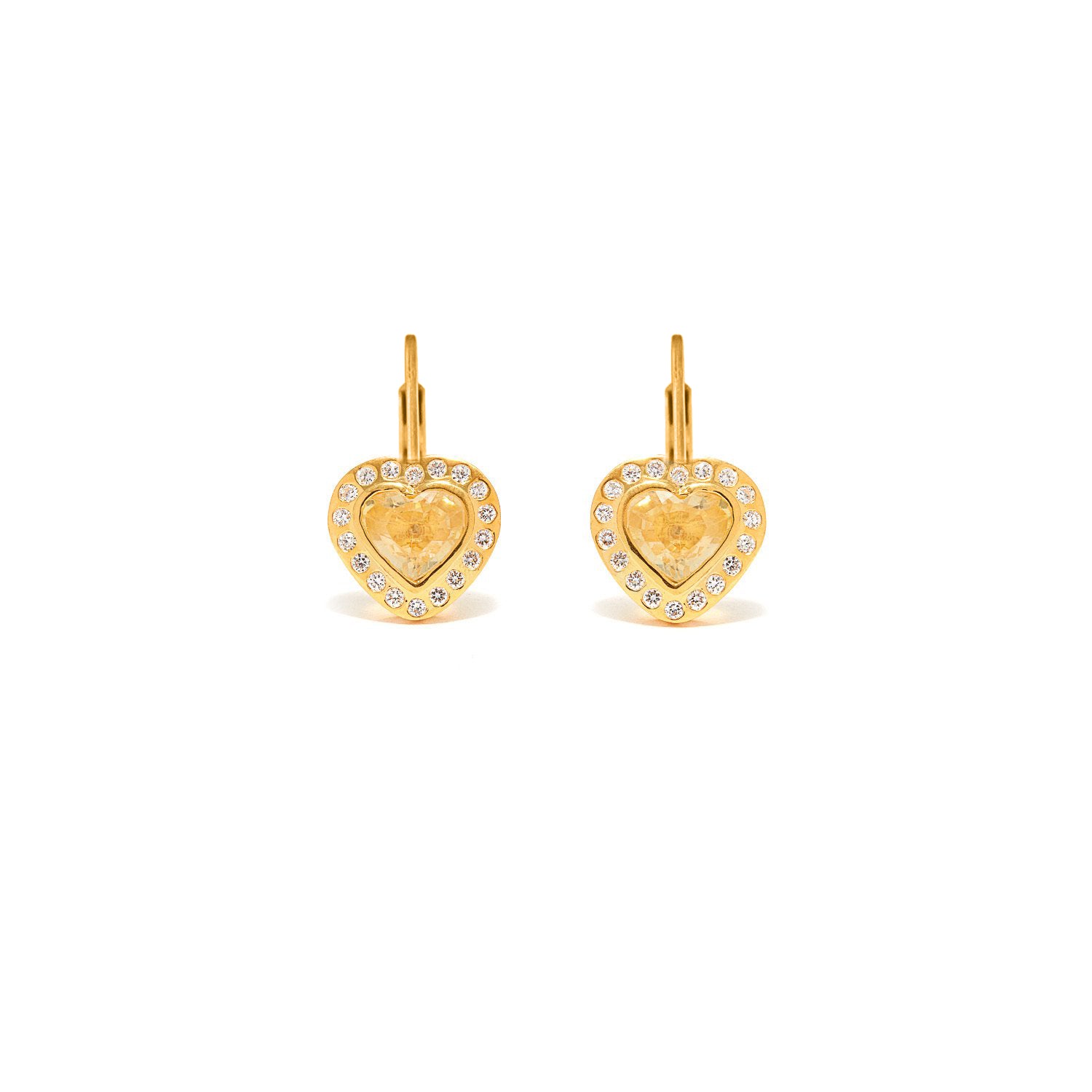 Yellow Sapphire Diamond Heart Earrings