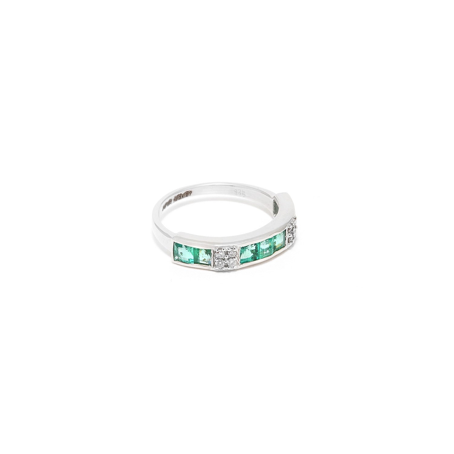 Emerald Diamond Baguette Band Ring-Ring-Jaipur Atelier