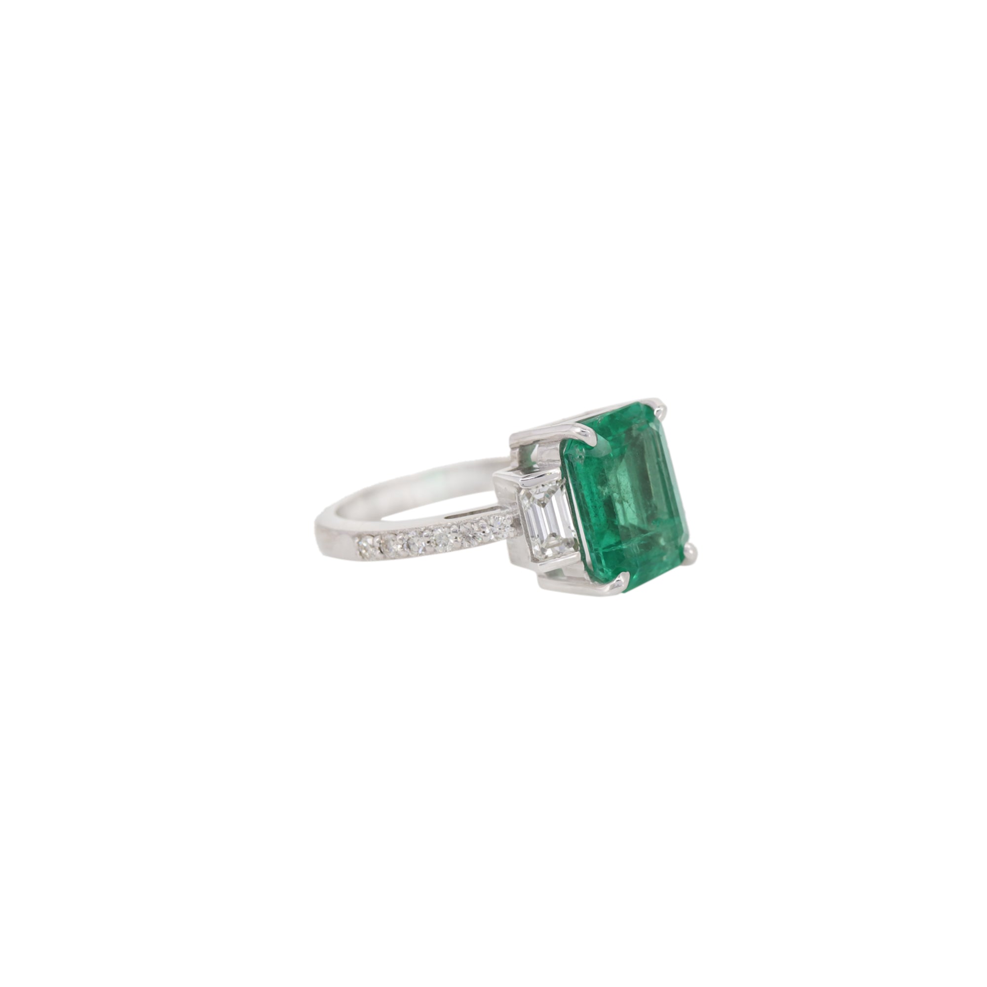 Emerald Diamond Art Deco Dress Ring