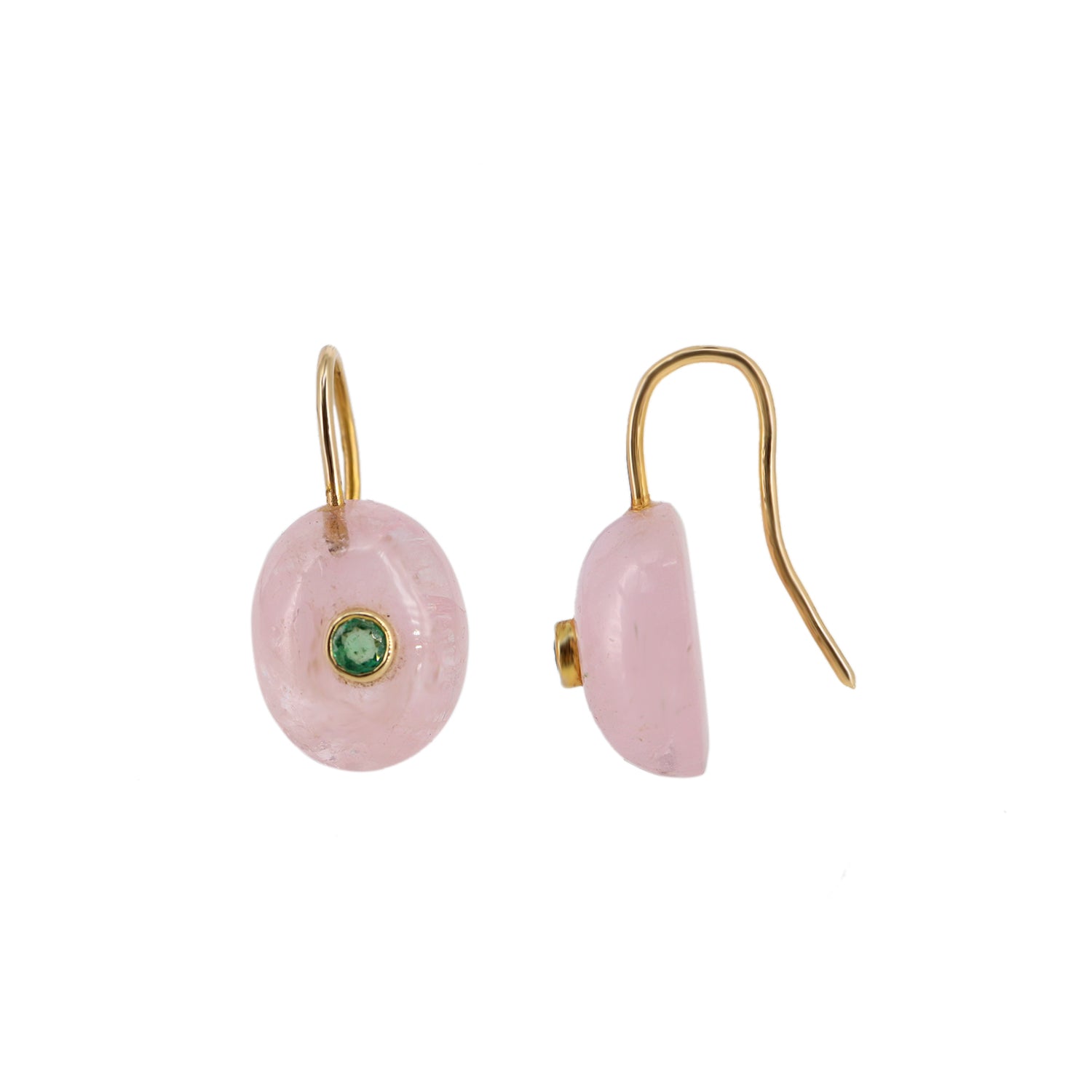 Pink Morganite Emerald Drop Earrings