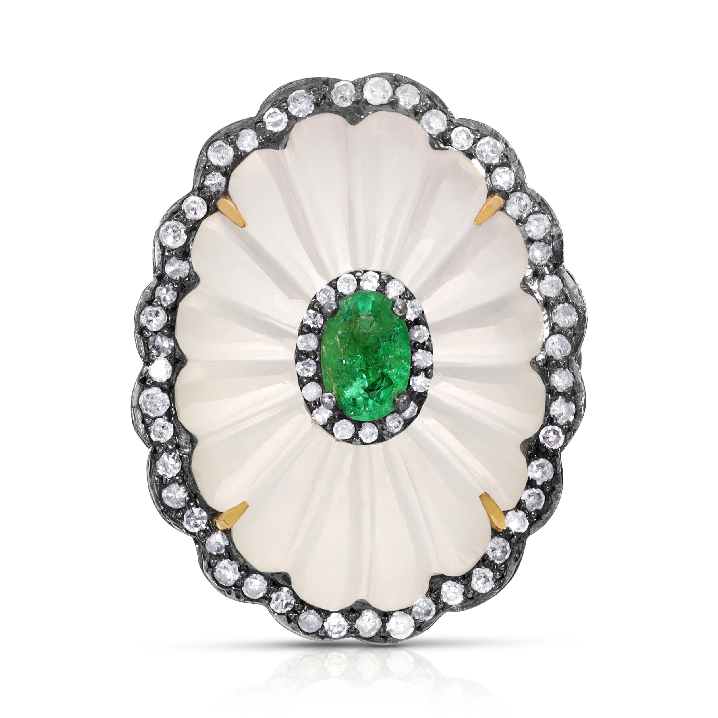 Emerald Mosaic Crystal Diamond Cocktail Ring
