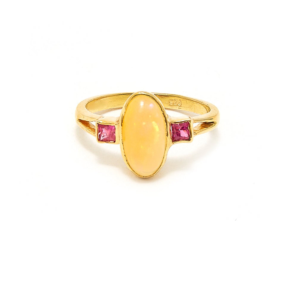 Fire Opal Ruby Ring