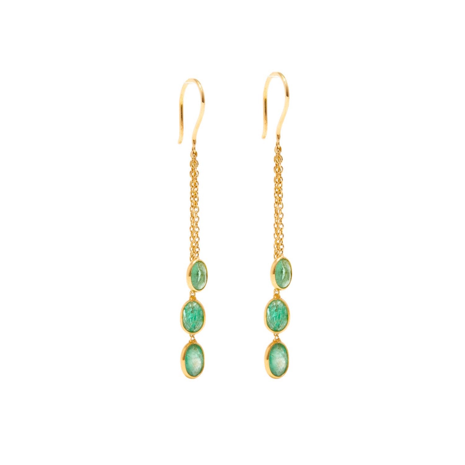 Emerald Cascade Chain Earrings